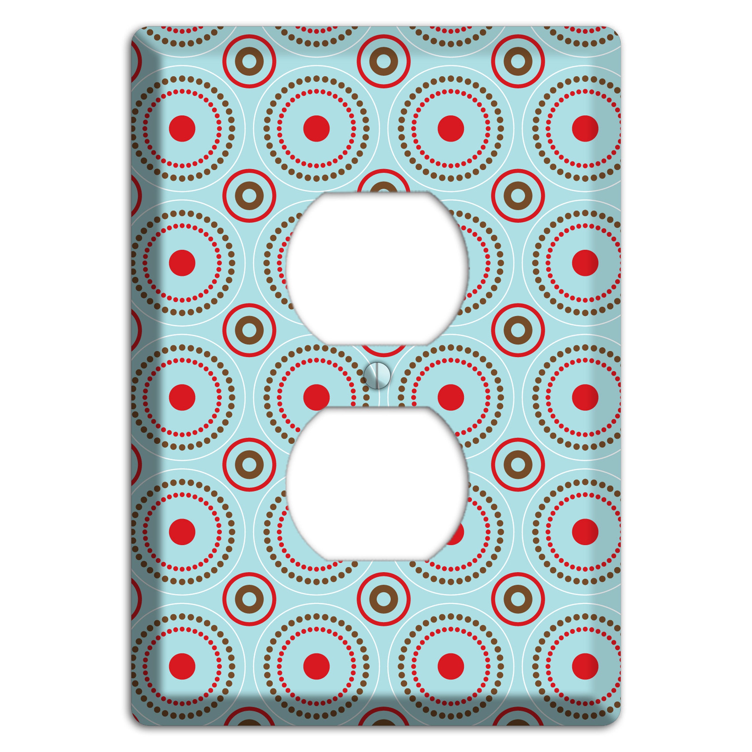 Dusty Blue with Red and Brown Retro Suzani Duplex Outlet Wallplate