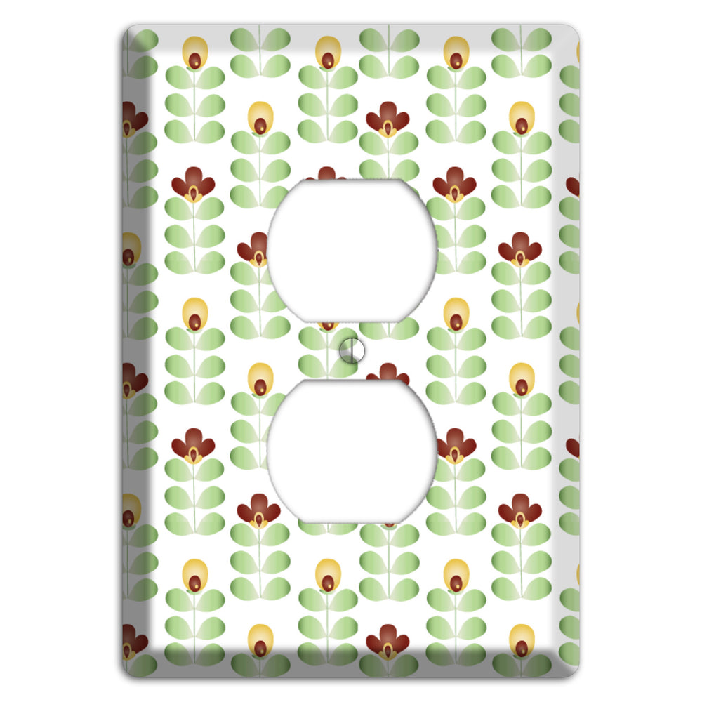 Burgundy Deco Floral Half Drop Duplex Outlet Wallplate