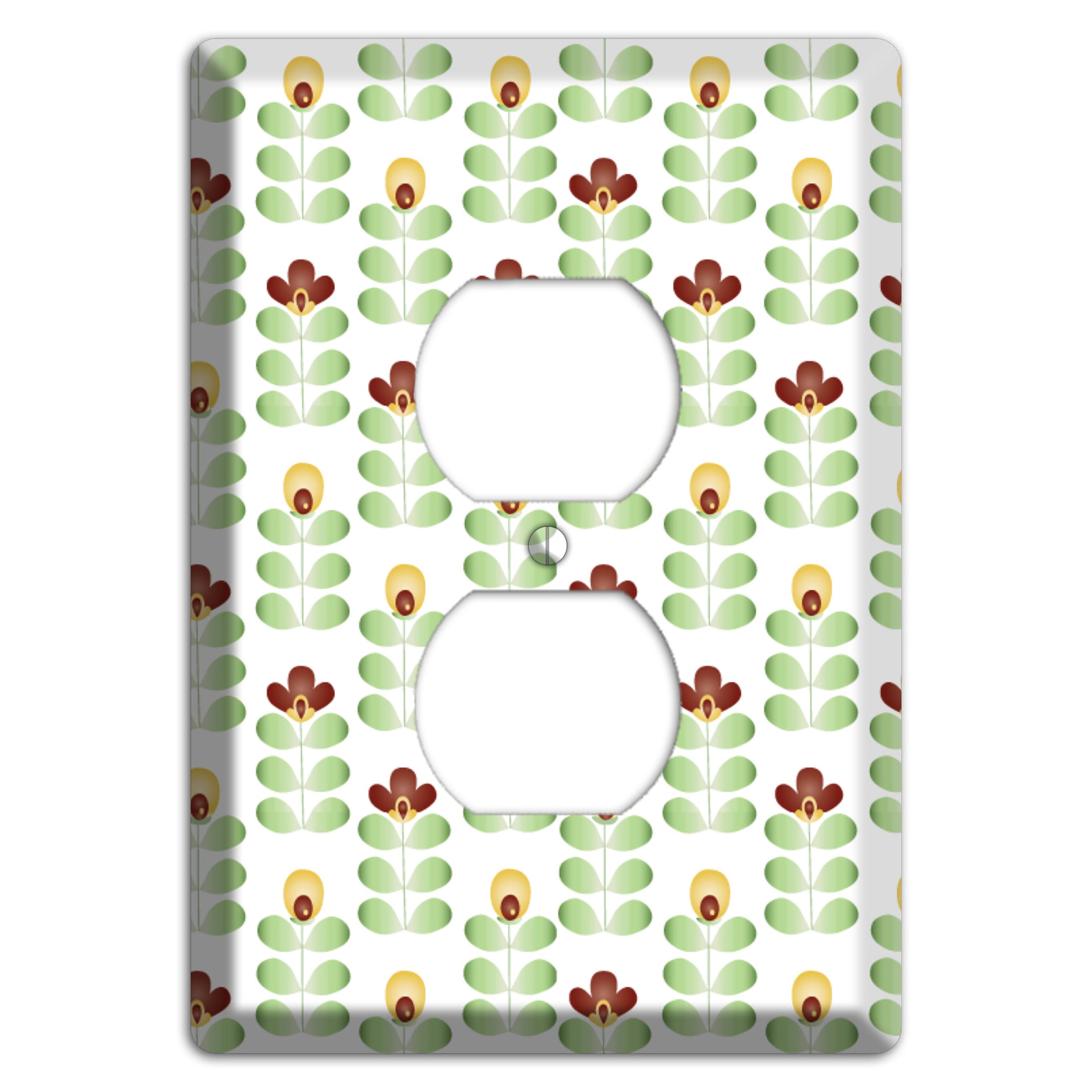 Burgundy Deco Floral Half Drop Duplex Outlet Wallplate