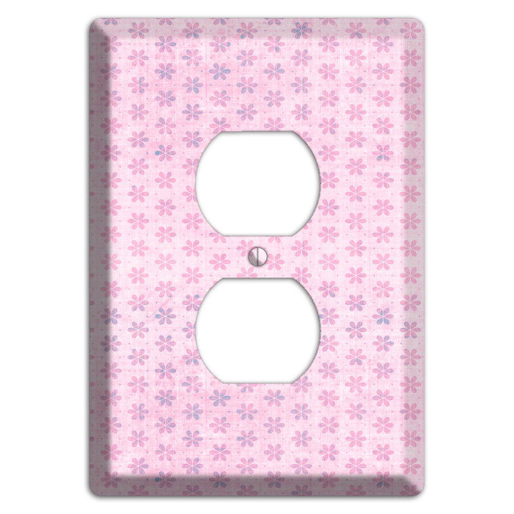 Pink Grunge Floral Contour Duplex Outlet Wallplate