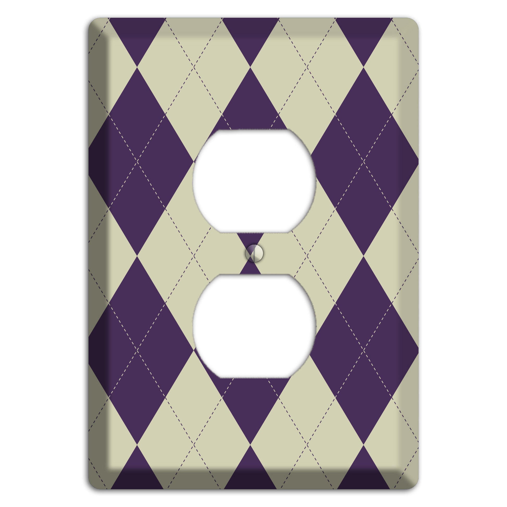 Purple and Tan Argyle Duplex Outlet Wallplate