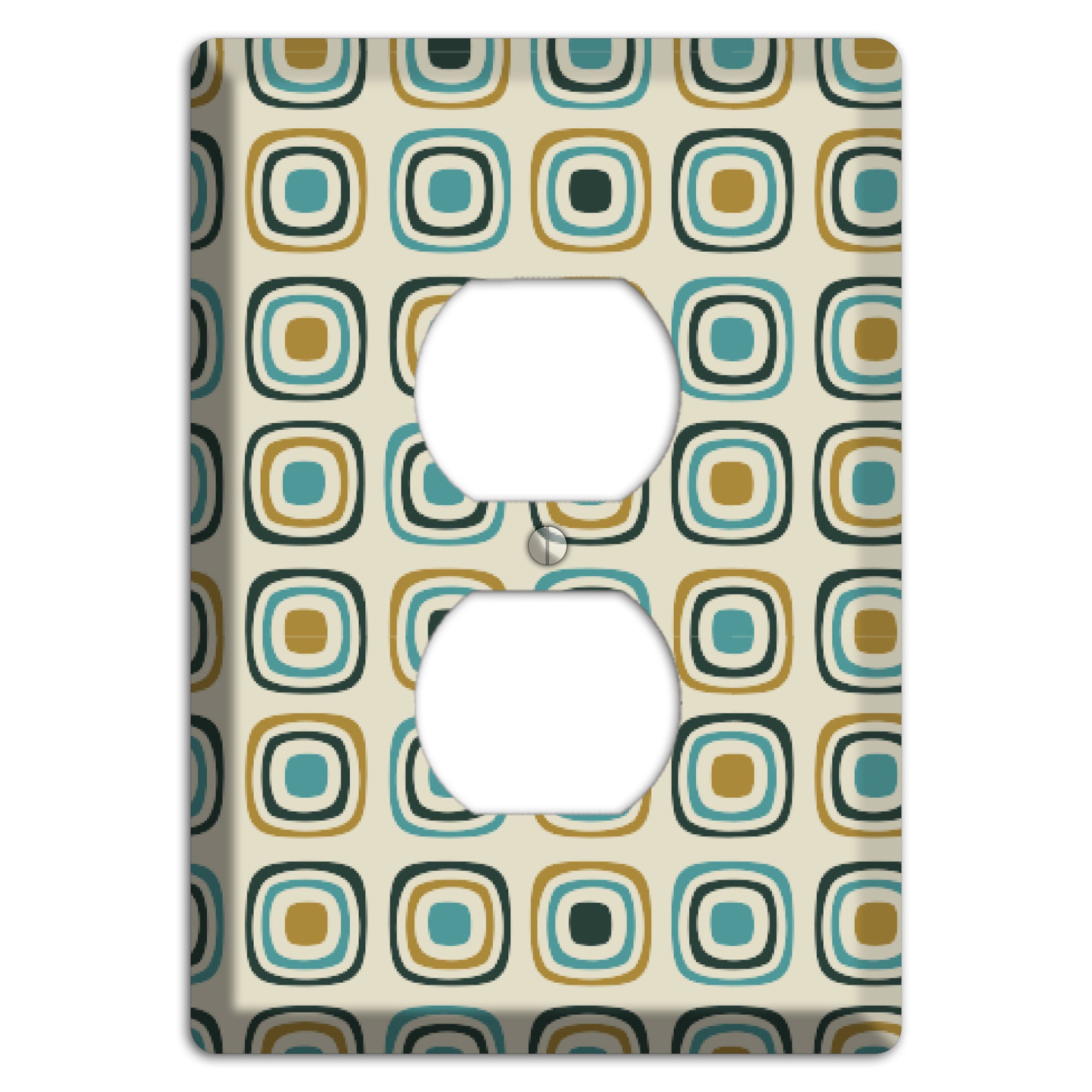 Yellow and Blue Rounded Squares Duplex Outlet Wallplate