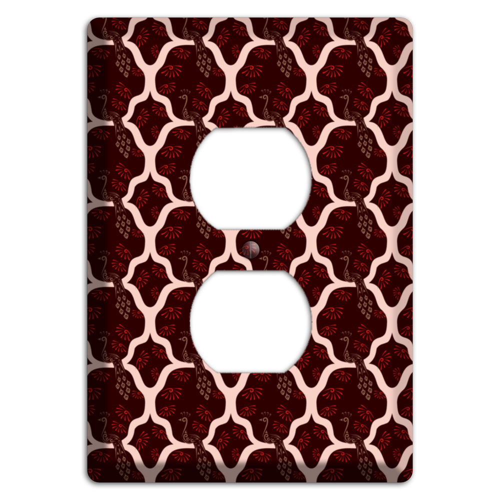 Dark Quatrefoil Peacock Duplex Outlet Wallplate