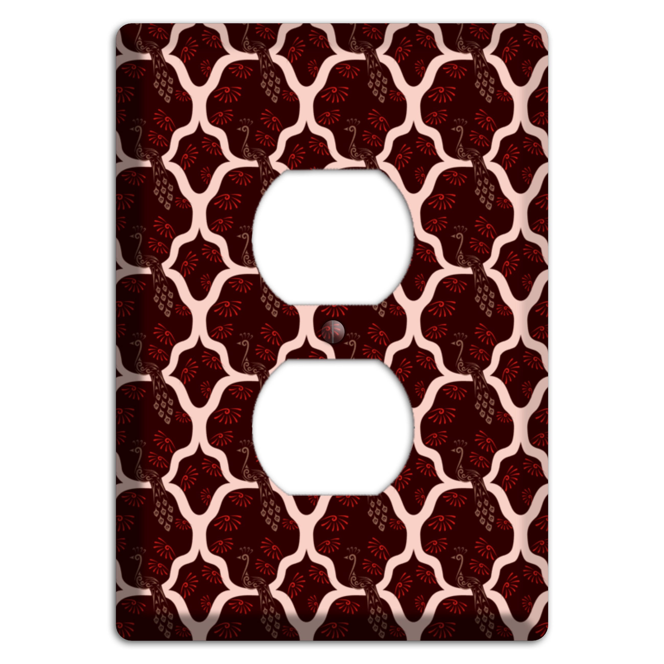 Dark Quatrefoil Peacock Duplex Outlet Wallplate
