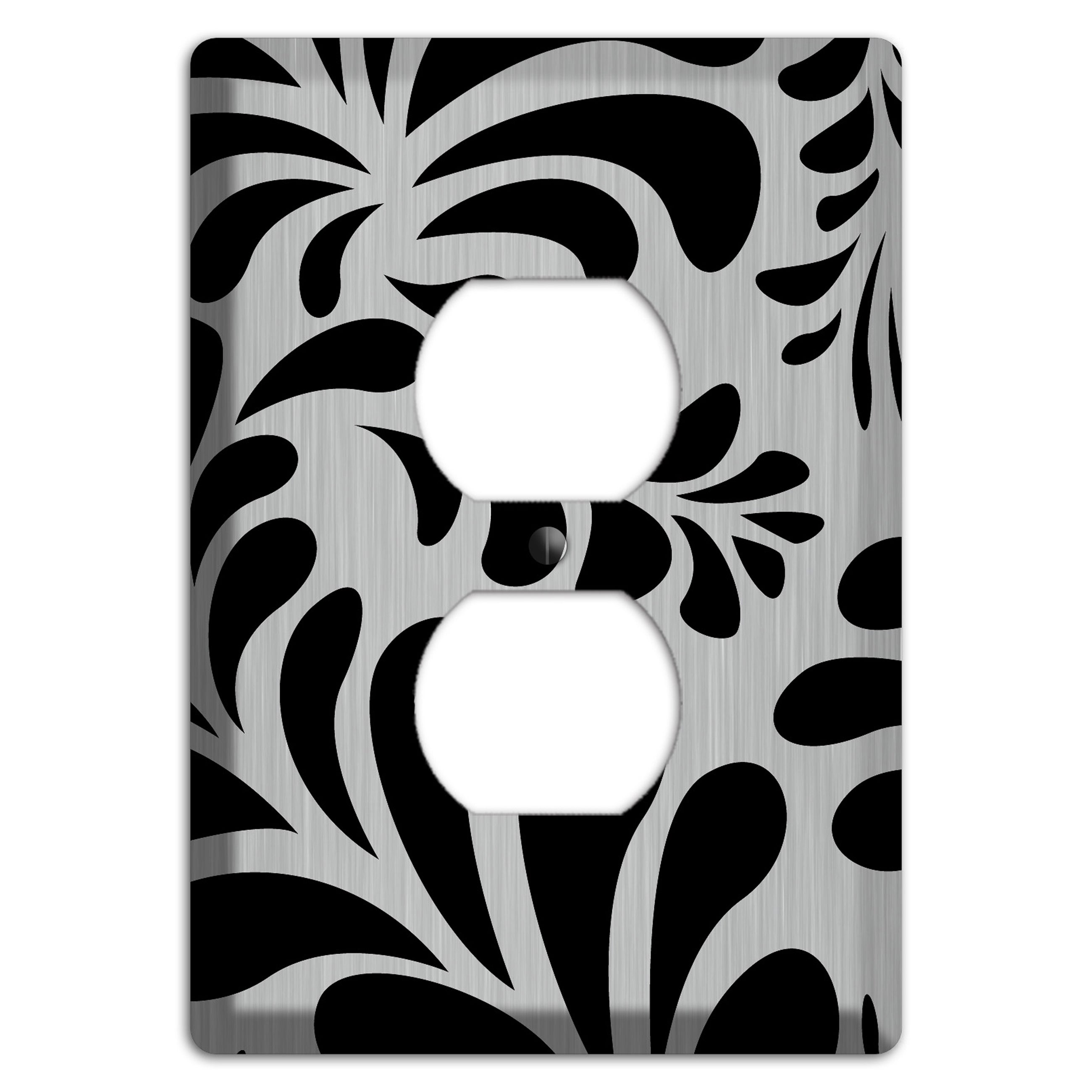Black Herati  Stainless Duplex Outlet Wallplate