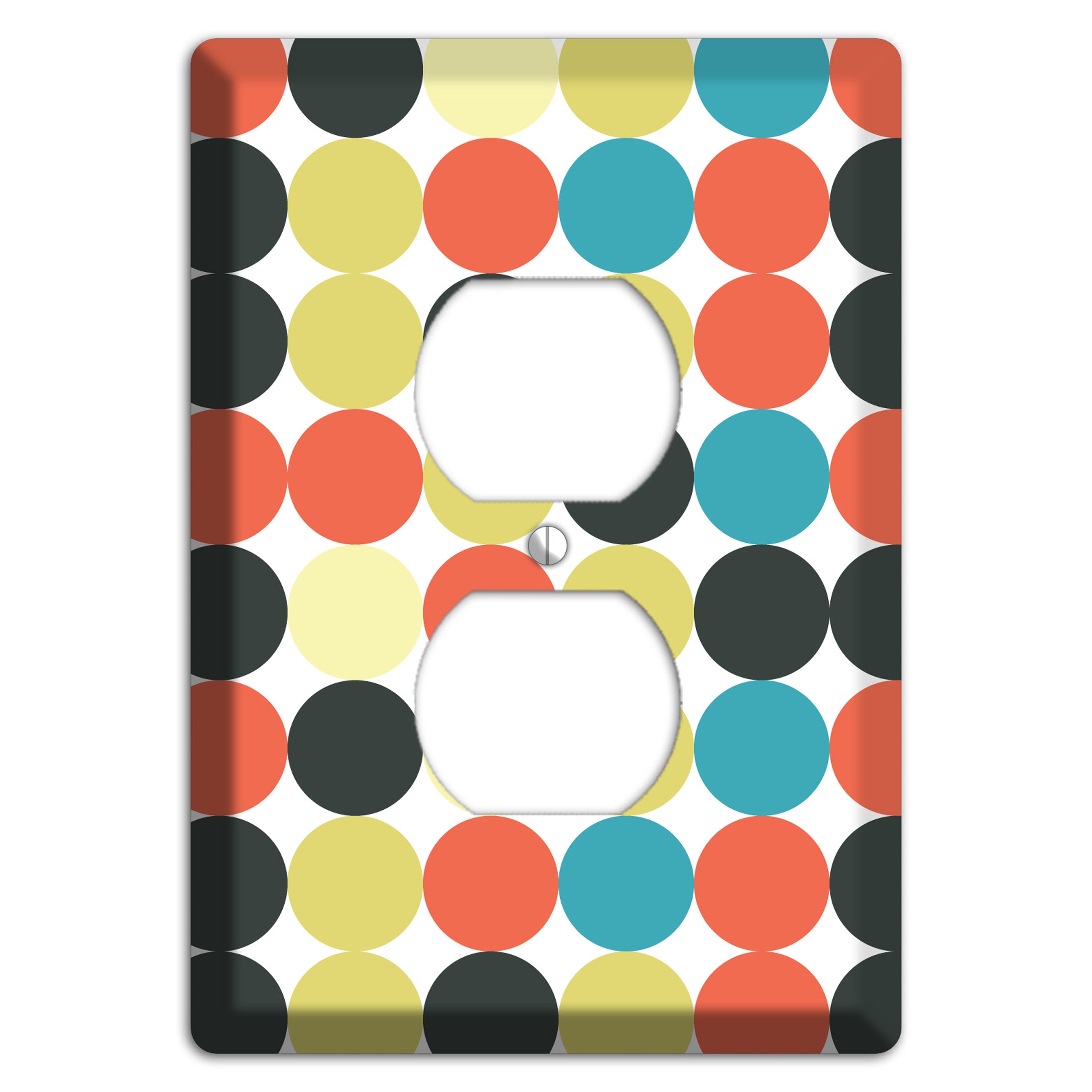 Coral Black Yellow Olive Blue Aqua Tiled Dots Duplex Outlet Wallplate