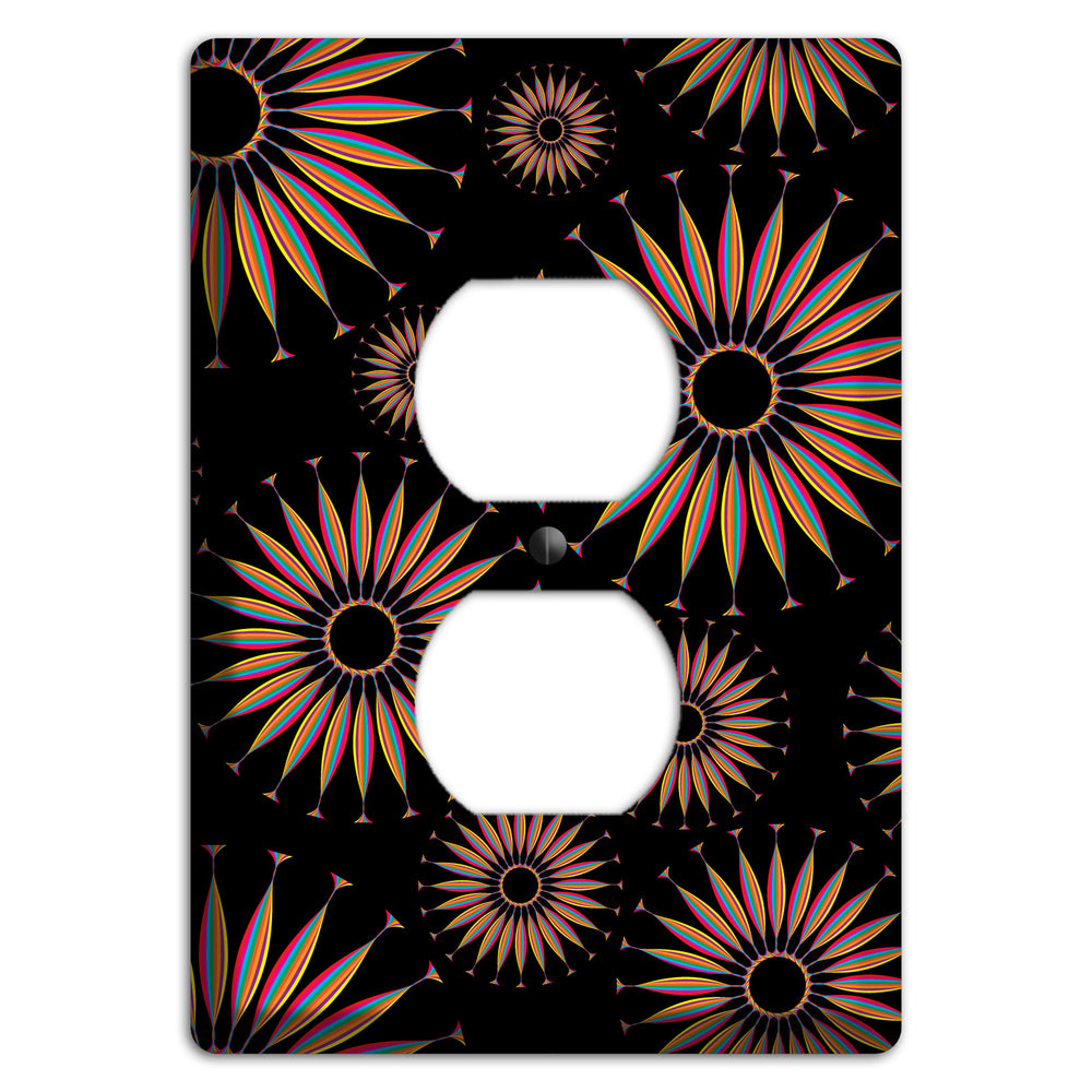 Black with Multi Suzani Duplex Outlet Wallplate