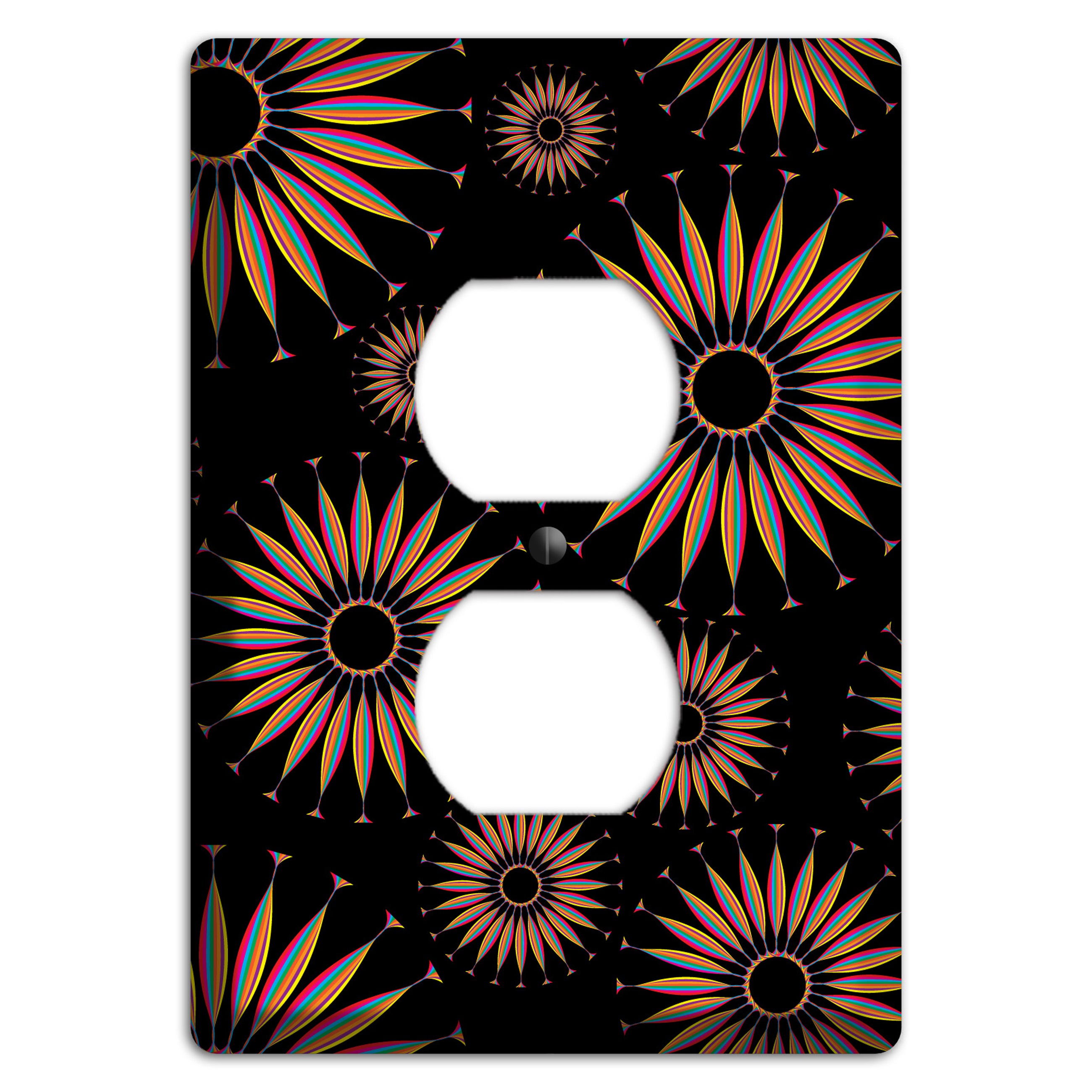 Black with Multi Suzani Duplex Outlet Wallplate