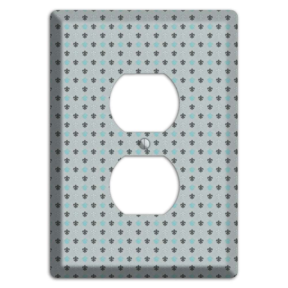Dusty Blue with Fleur de Lis Duplex Outlet Wallplate