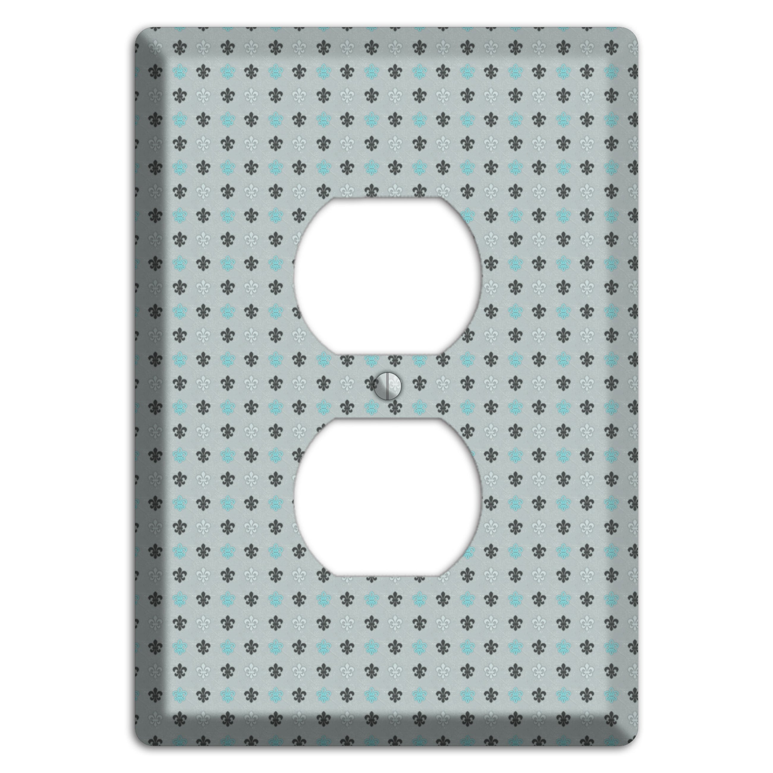 Dusty Blue with Fleur de Lis Duplex Outlet Wallplate