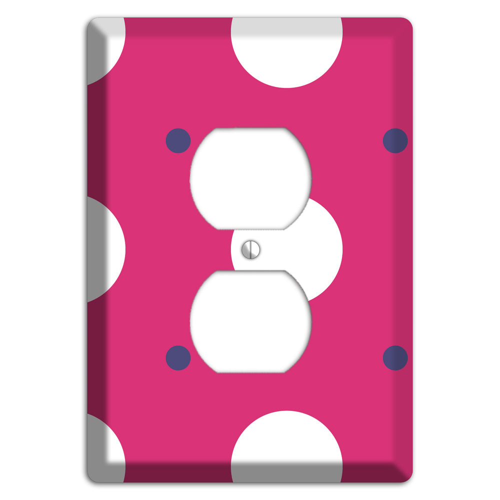 Fuschia with White and Purple Multi Tiled Medium Dots Duplex Outlet Wallplate