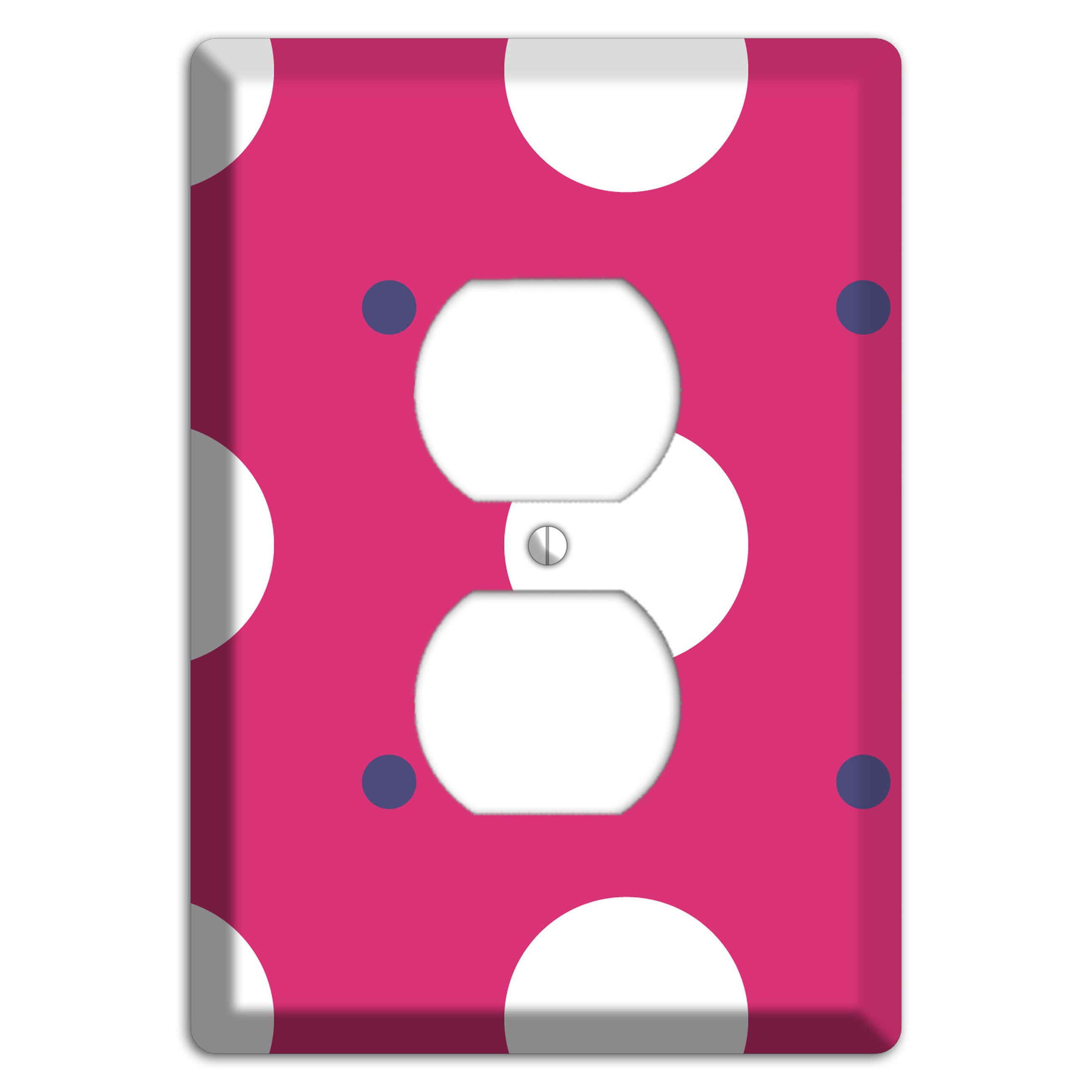 Fuschia with White and Purple Multi Tiled Medium Dots Duplex Outlet Wallplate
