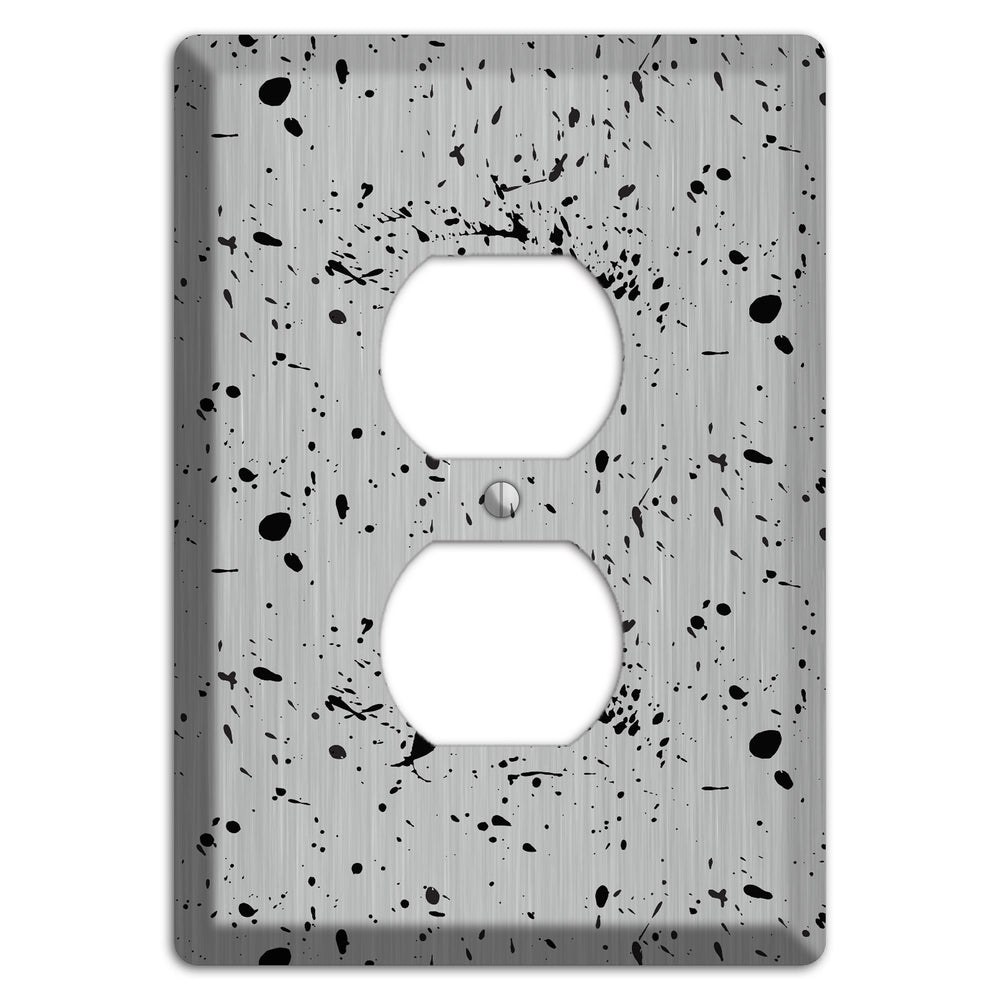 Ink Splash 5 Stainless Steel Duplex Outlet Wallplate