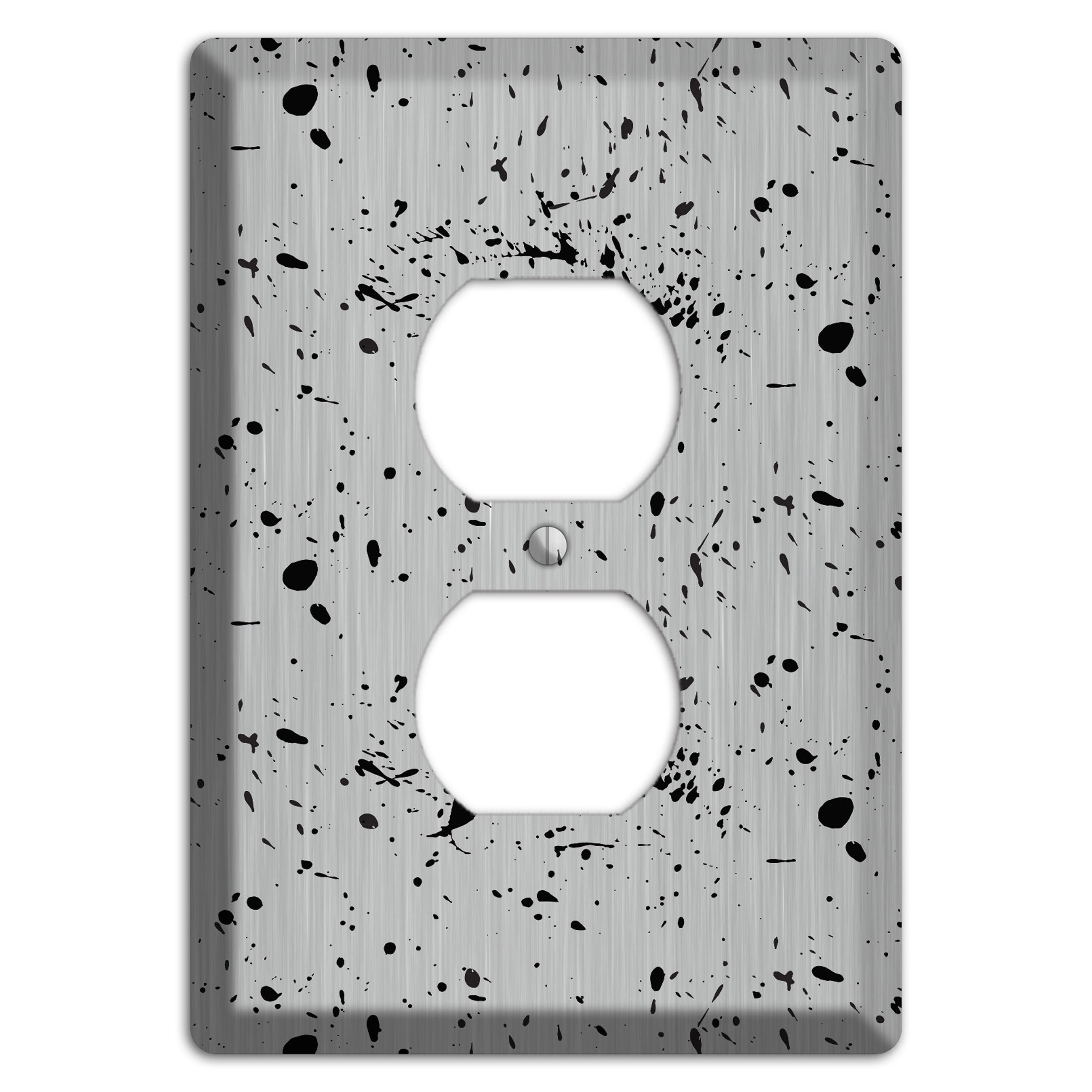 Ink Splash 5 Stainless Duplex Outlet Wallplate