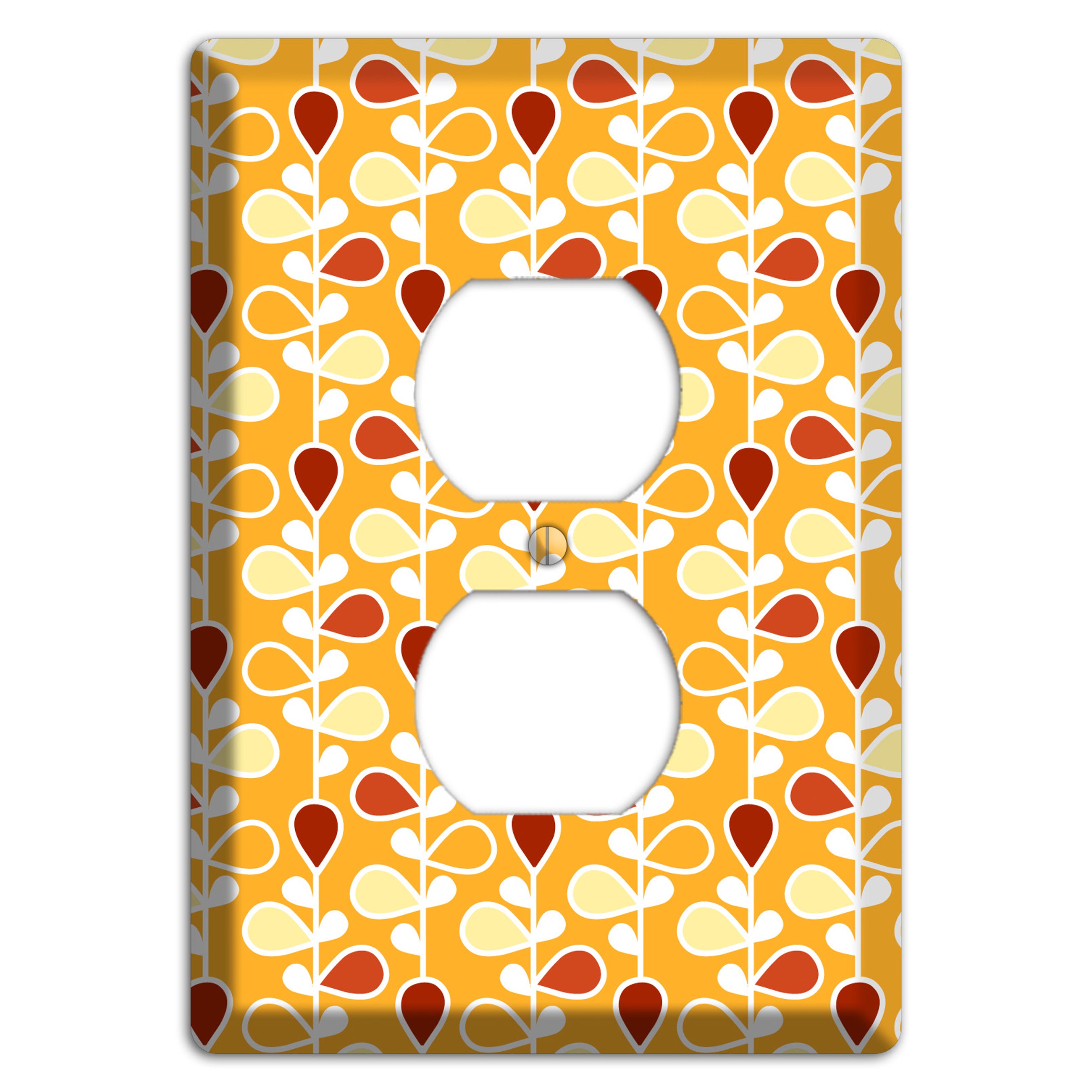 Orange with Yellow and Red Drop and Vine Duplex Outlet Wallplate