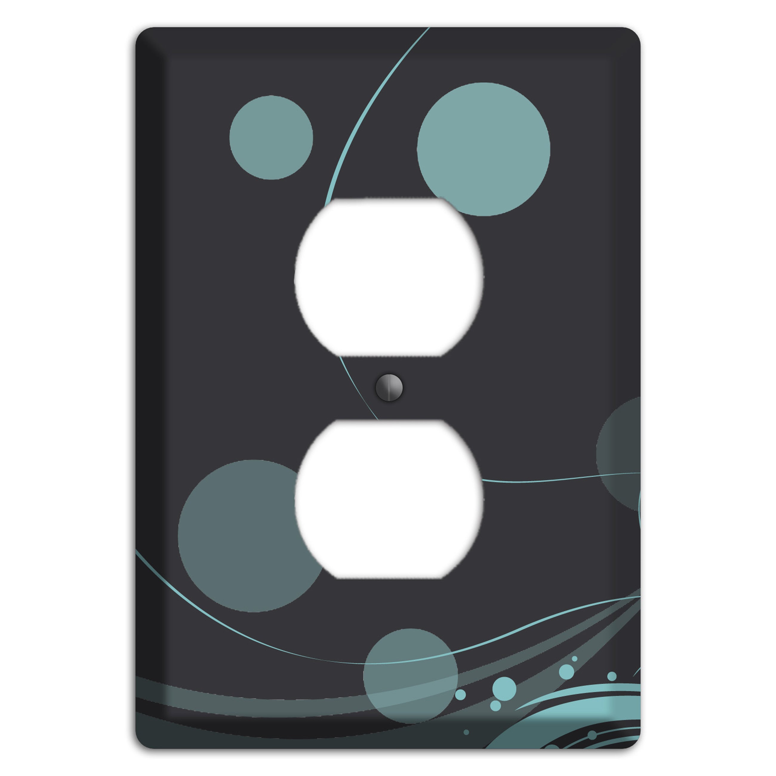 Dark Grey with Blue-grey Dots and Swirls Duplex Outlet Wallplate