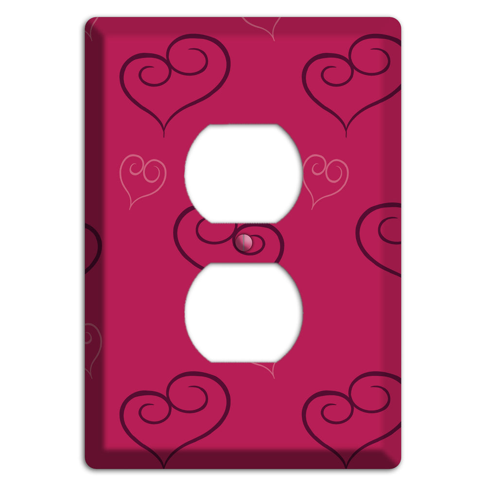 Fuschia Scroll Heart 2 Duplex Outlet Wallplate