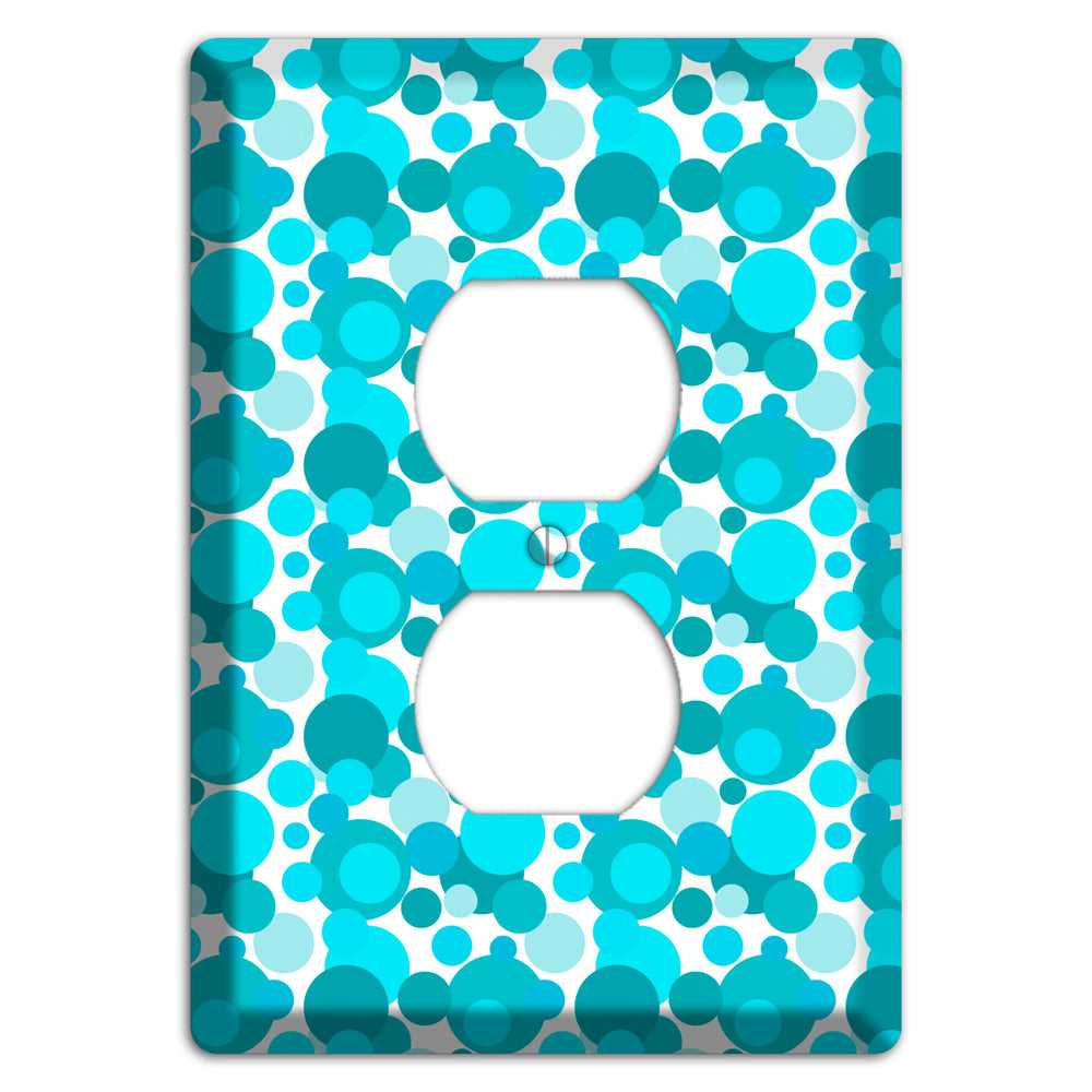 Multi Turquoise Bubble Dots Duplex Outlet Wallplate