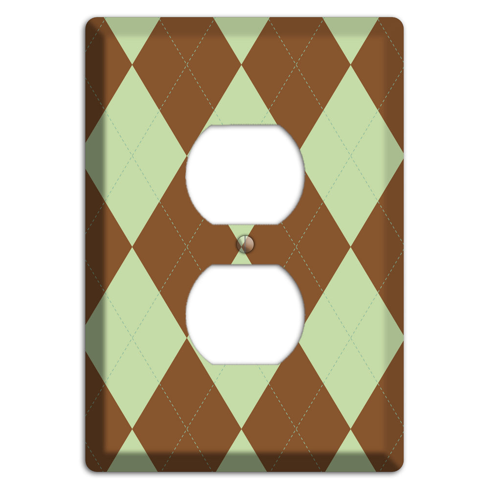 Brown and Green Argyle Duplex Outlet Wallplate