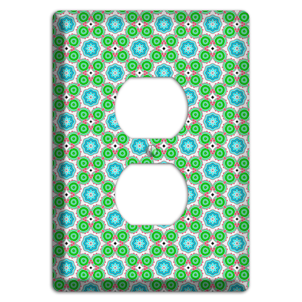 Green and Blue Foulard Duplex Outlet Wallplate