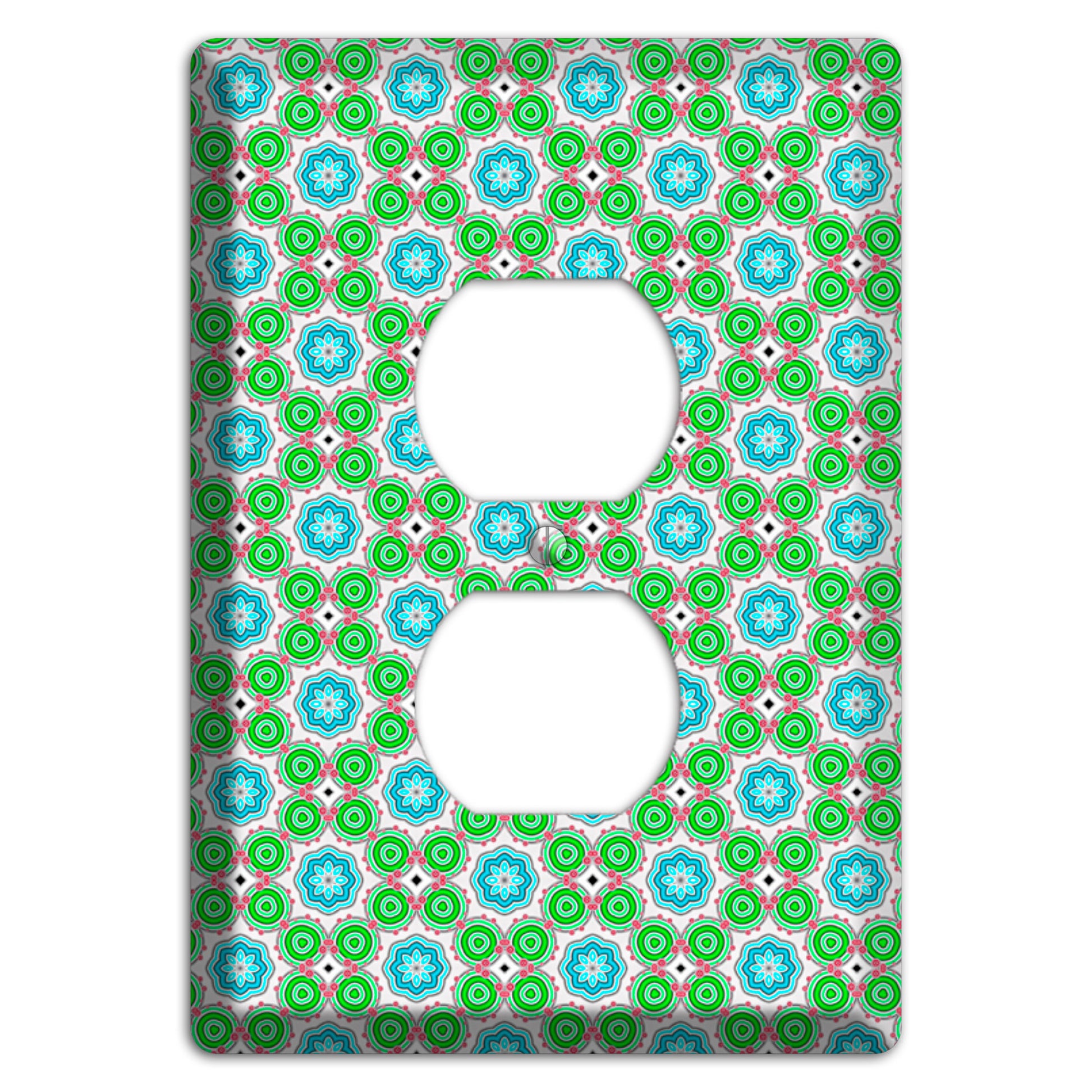 Green and Blue Foulard Duplex Outlet Wallplate