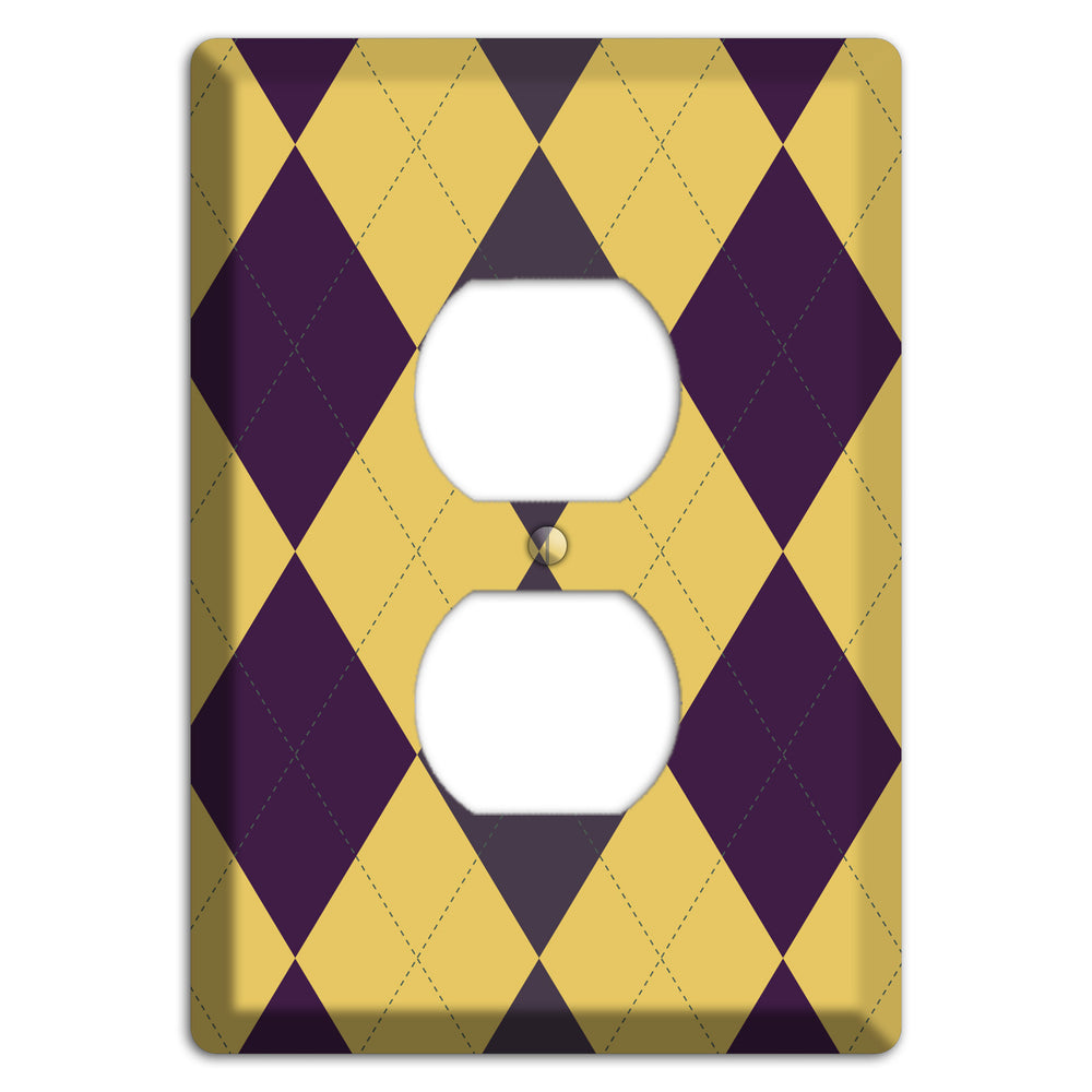 Yellow Plum Brown Argyle Duplex Outlet Wallplate