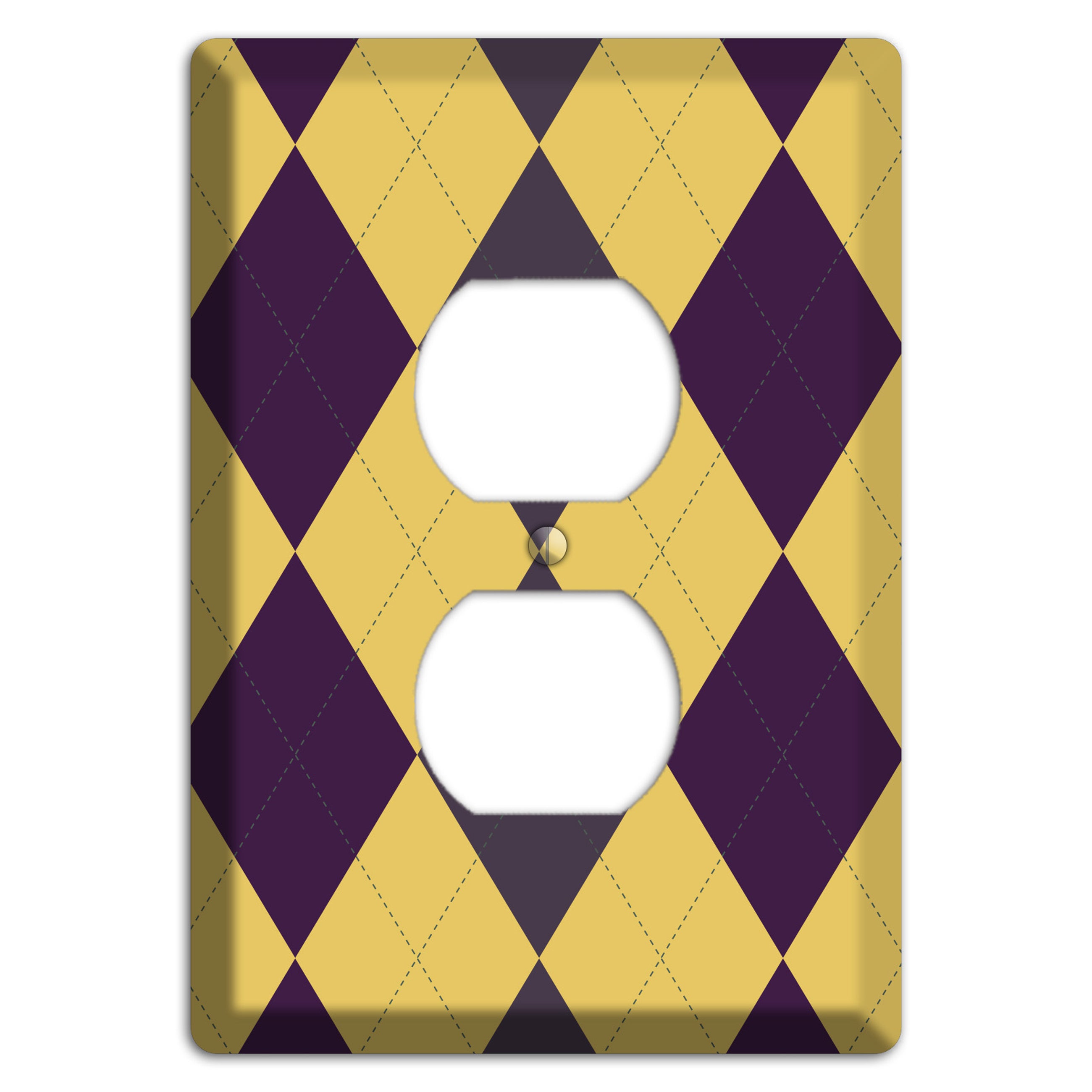 Yellow Plum Brown Argyle Duplex Outlet Wallplate