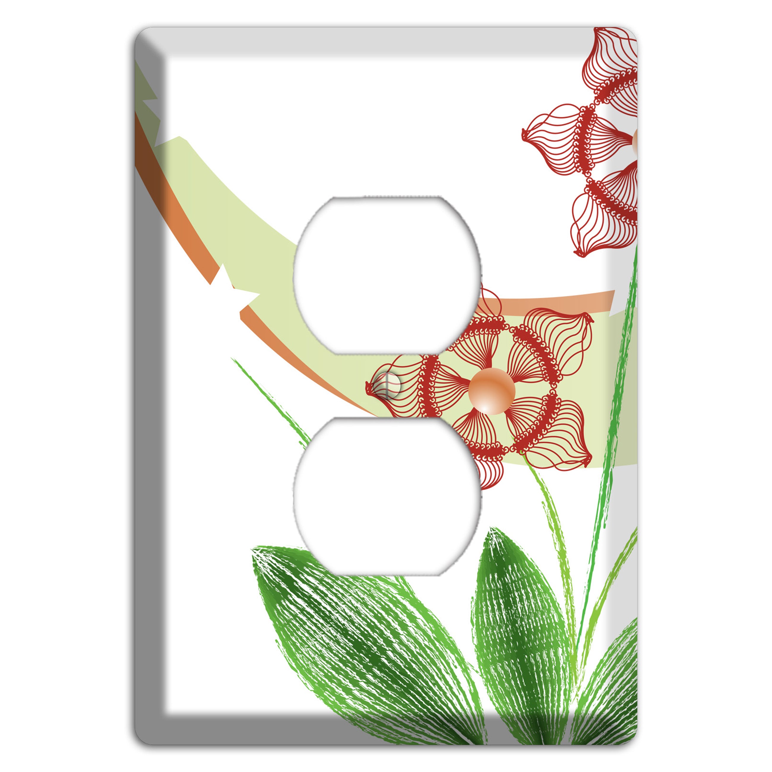 Green Abstract Flowers Duplex Outlet Wallplate
