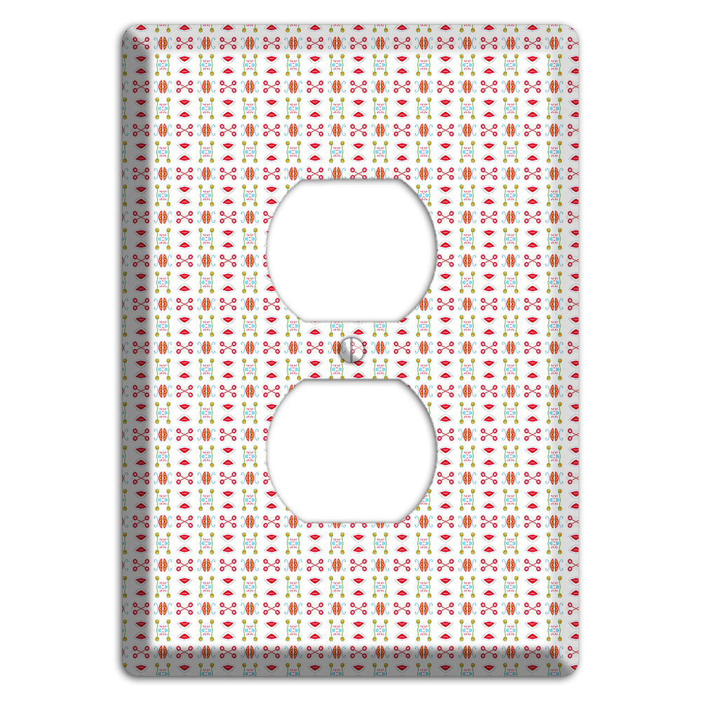 White Red Blue Olive Retro Duplex Outlet Wallplate