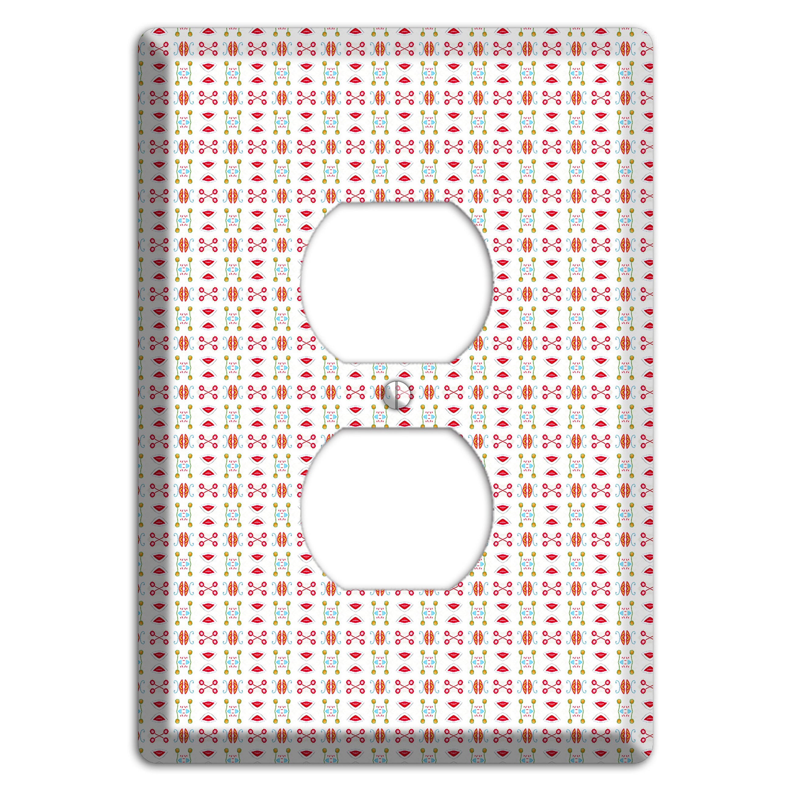 White Red Blue Olive Retro Duplex Outlet Wallplate