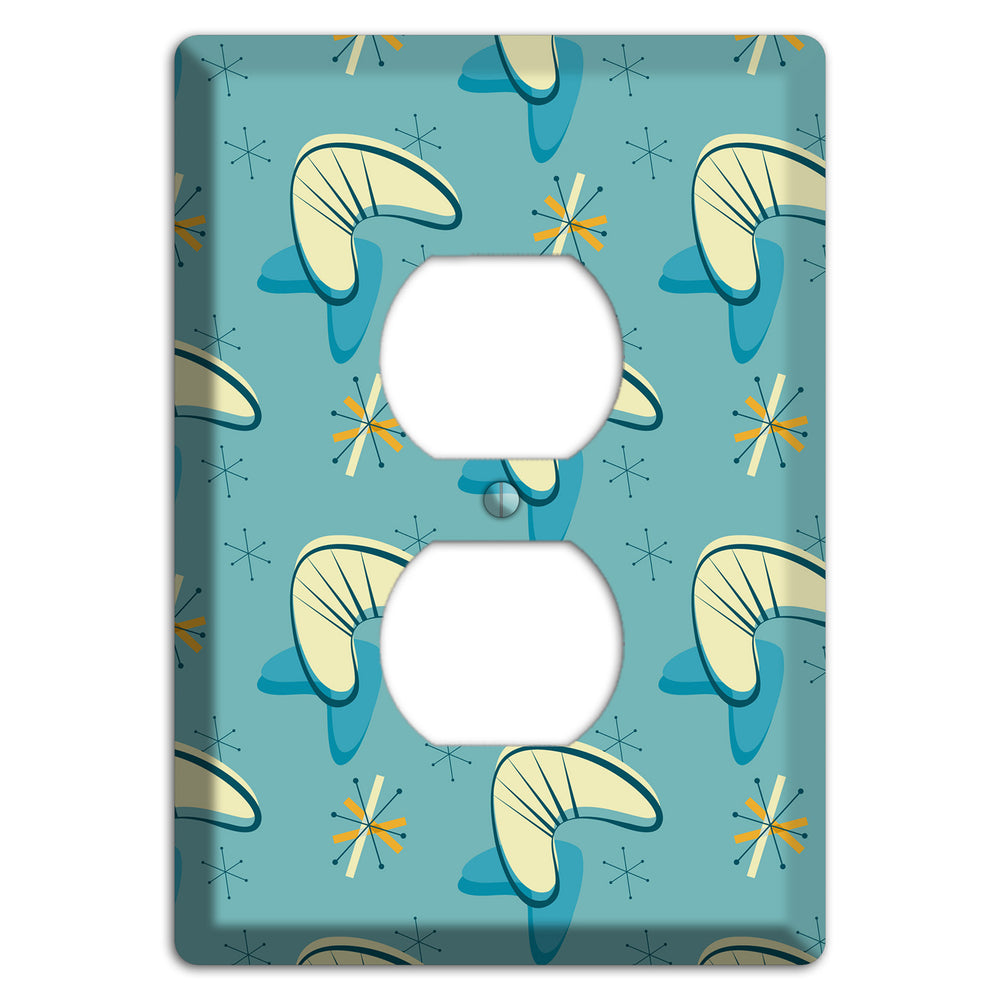 Yellow and Blue Boomerang Duplex Outlet Wallplate