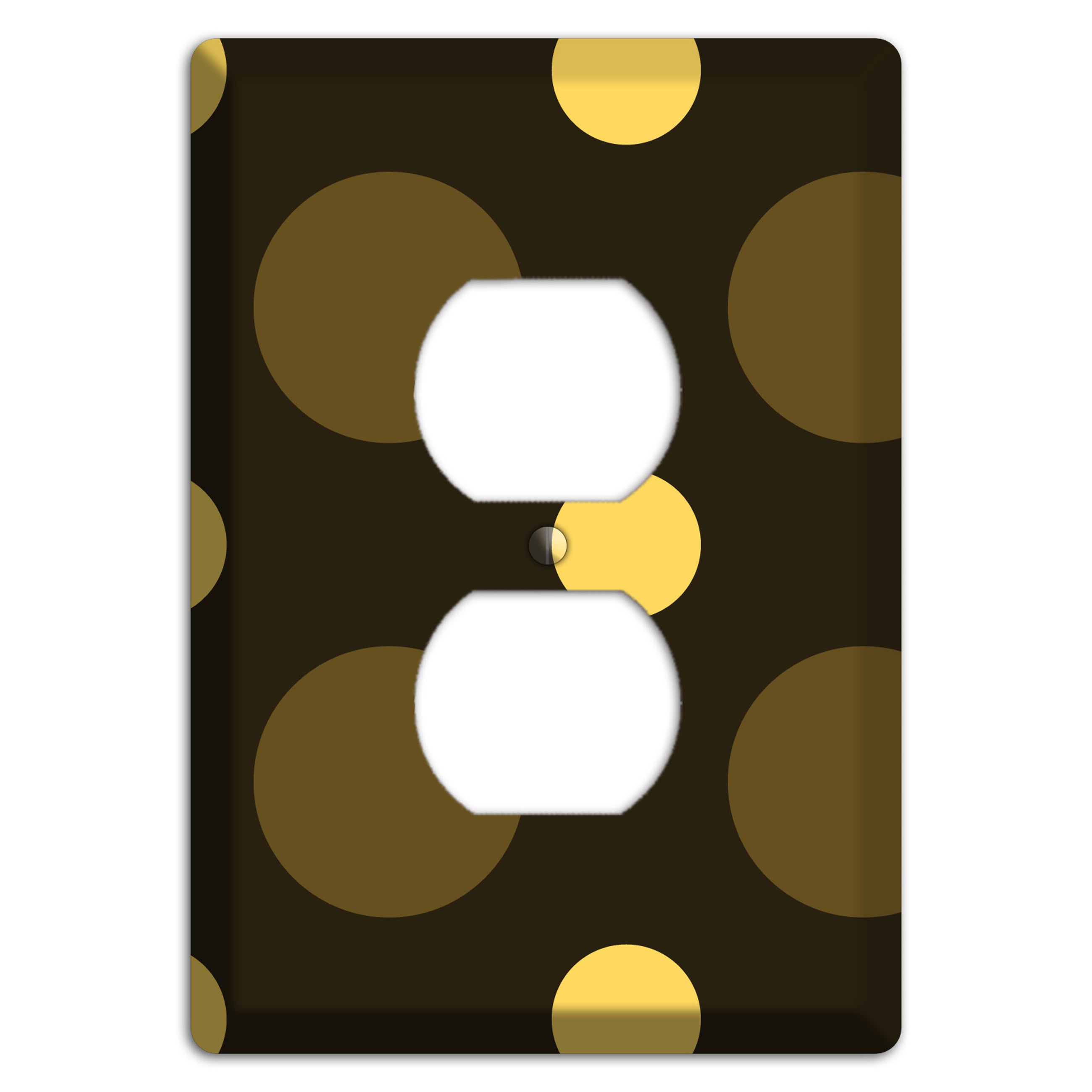 Brown with Brown and Yellow Multi Medium Polka Dots Duplex Outlet Wallplate