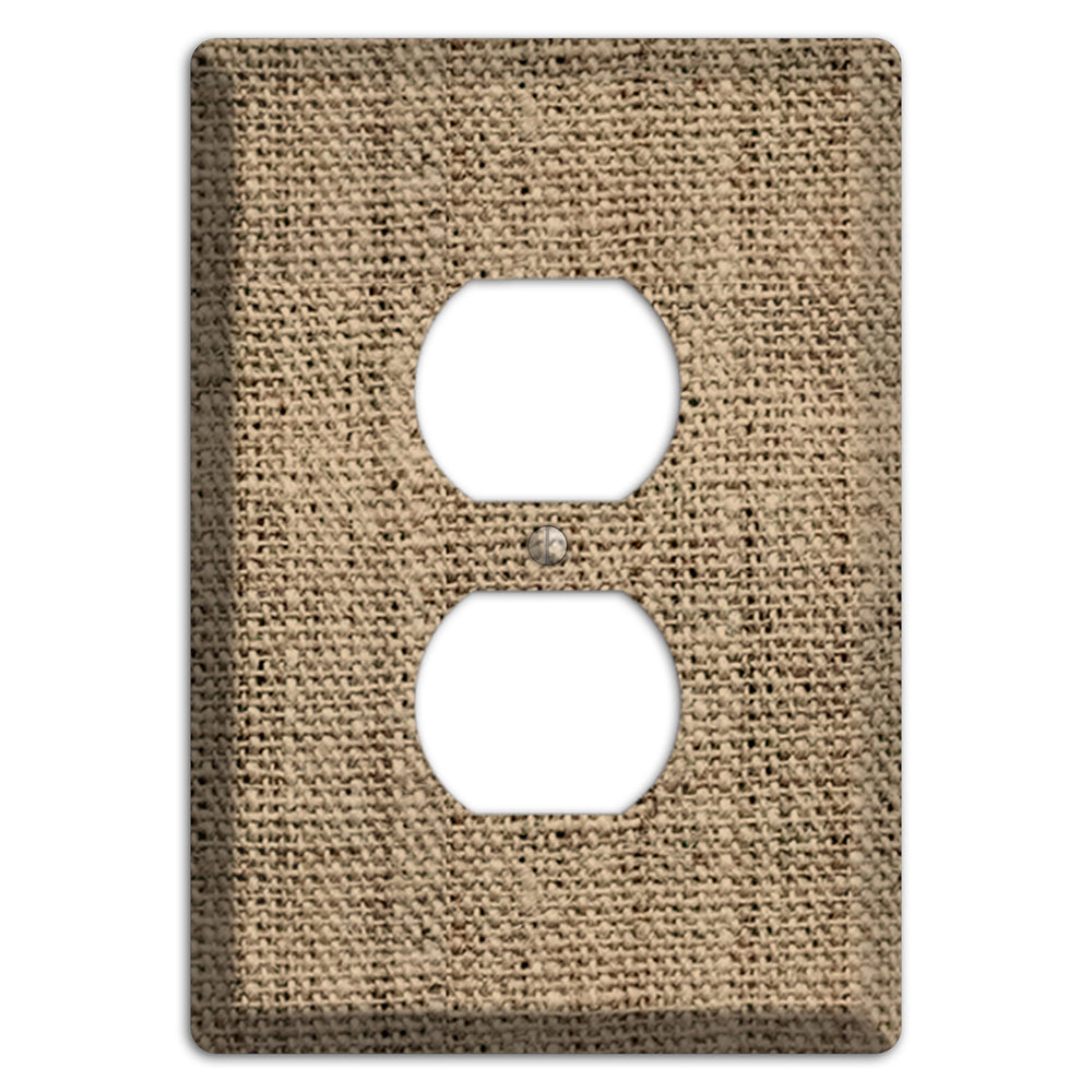 Donkey Brown Burlap Duplex Outlet Wallplate