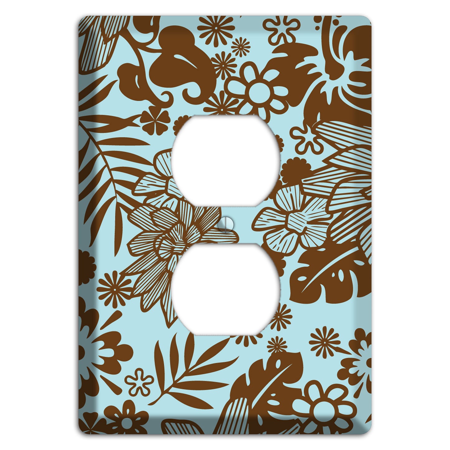 Blue and Brown Tropical Duplex Outlet Wallplate
