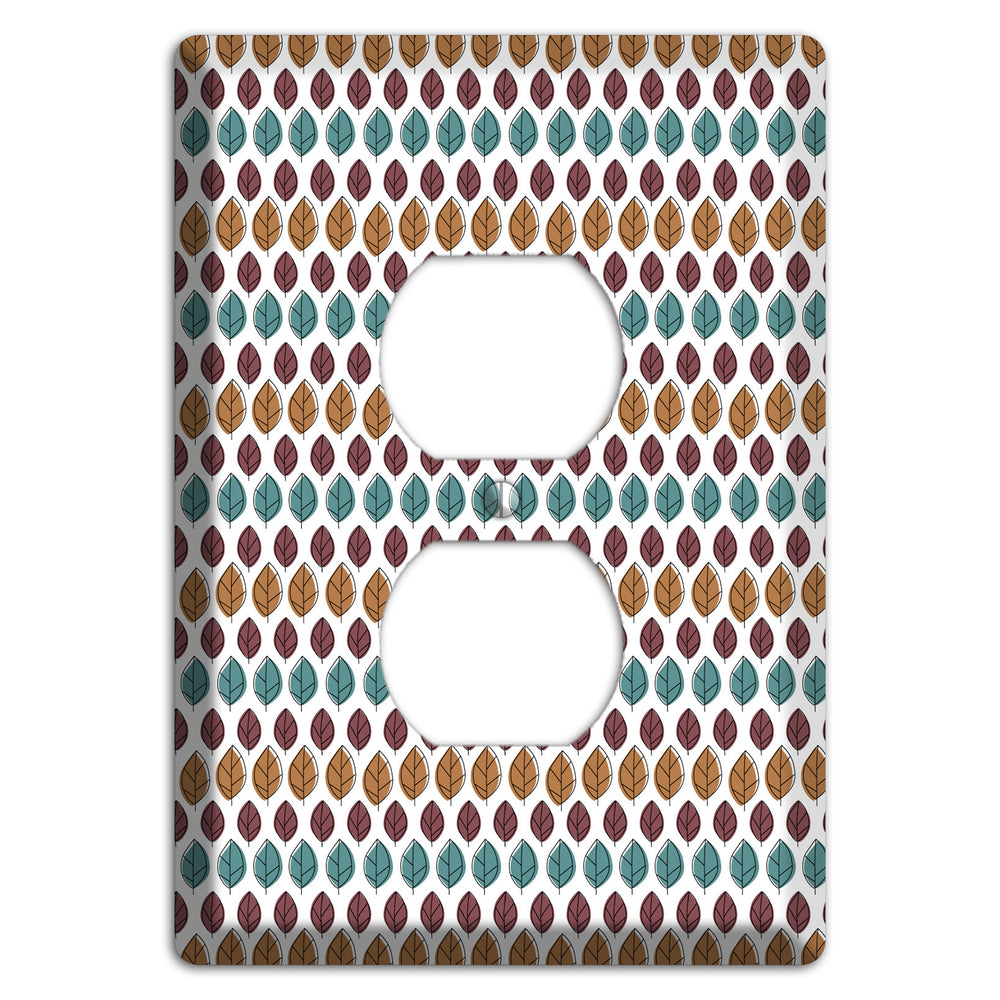 Multi Brown Dusty Blue Leaf Contour Duplex Outlet Wallplate