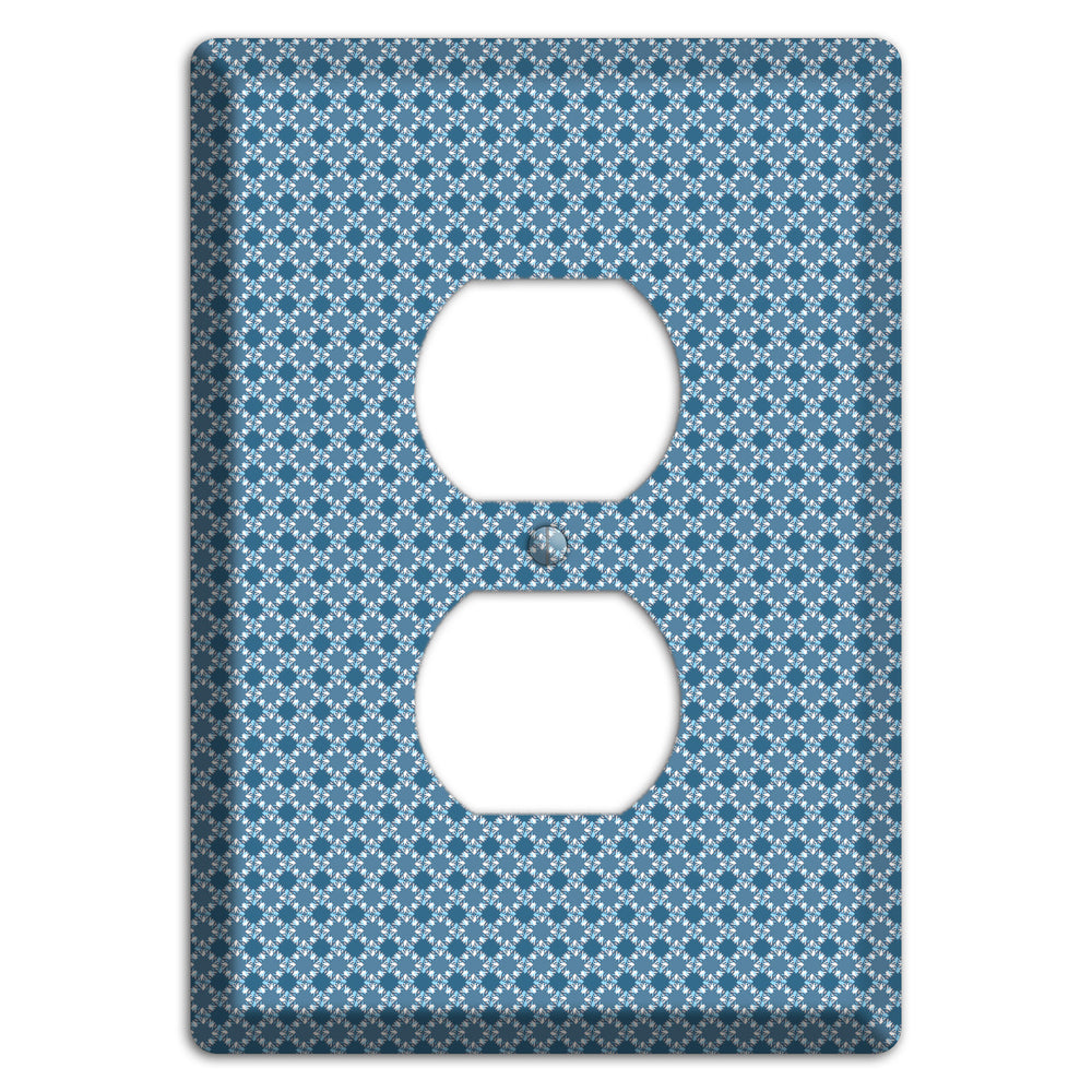 Multi Blue Checkered Foulard Duplex Outlet Wallplate