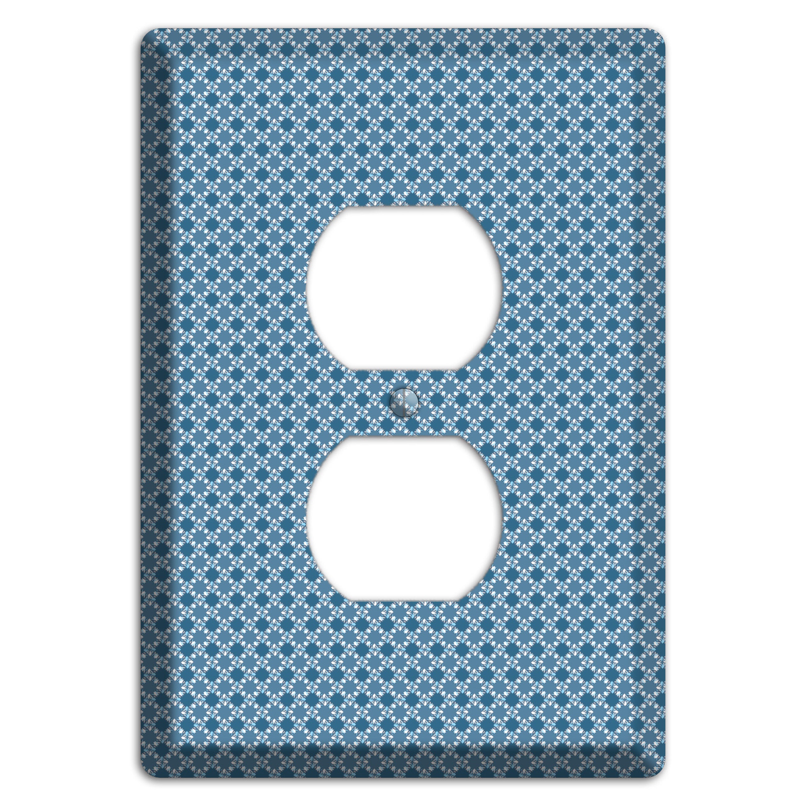 Multi Blue Checkered Foulard Duplex Outlet Wallplate