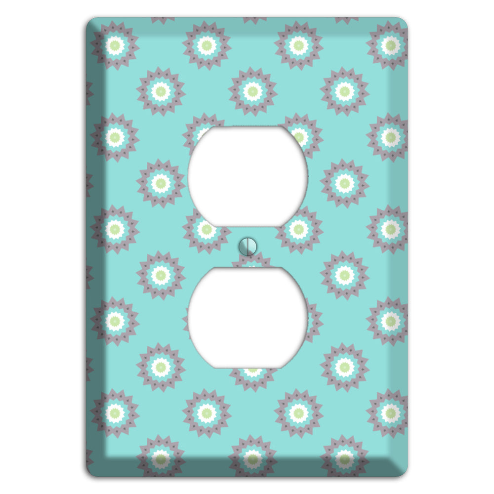 Turquoise with Suzani Dots Duplex Outlet Wallplate