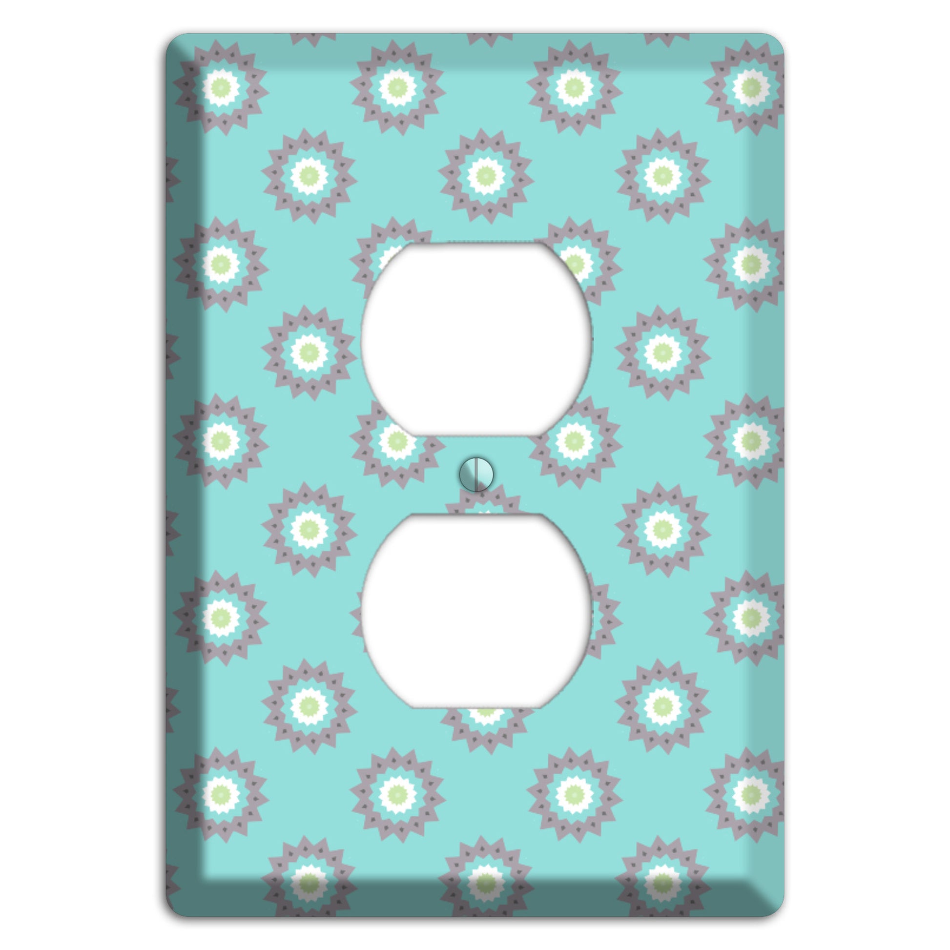 Turquoise with Suzani Dots Duplex Outlet Wallplate
