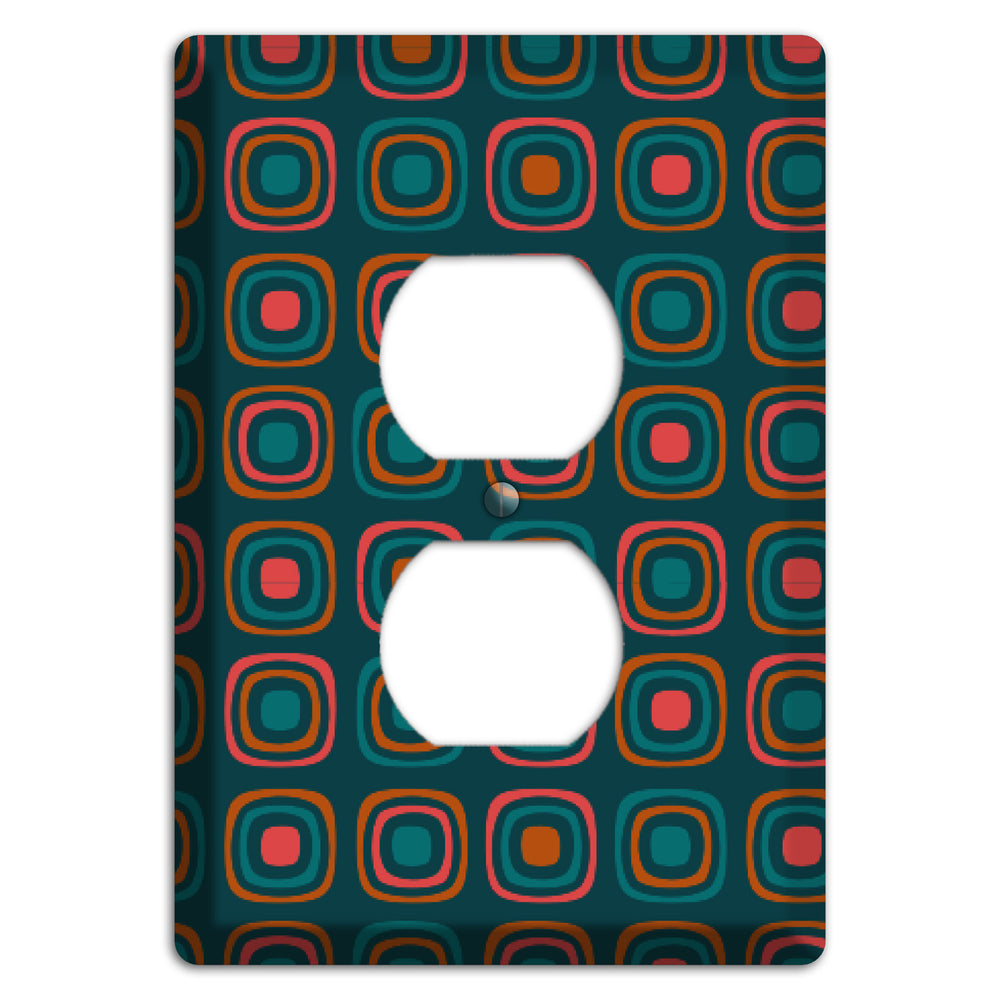Teal and Pink Rounded Squares Duplex Outlet Wallplate