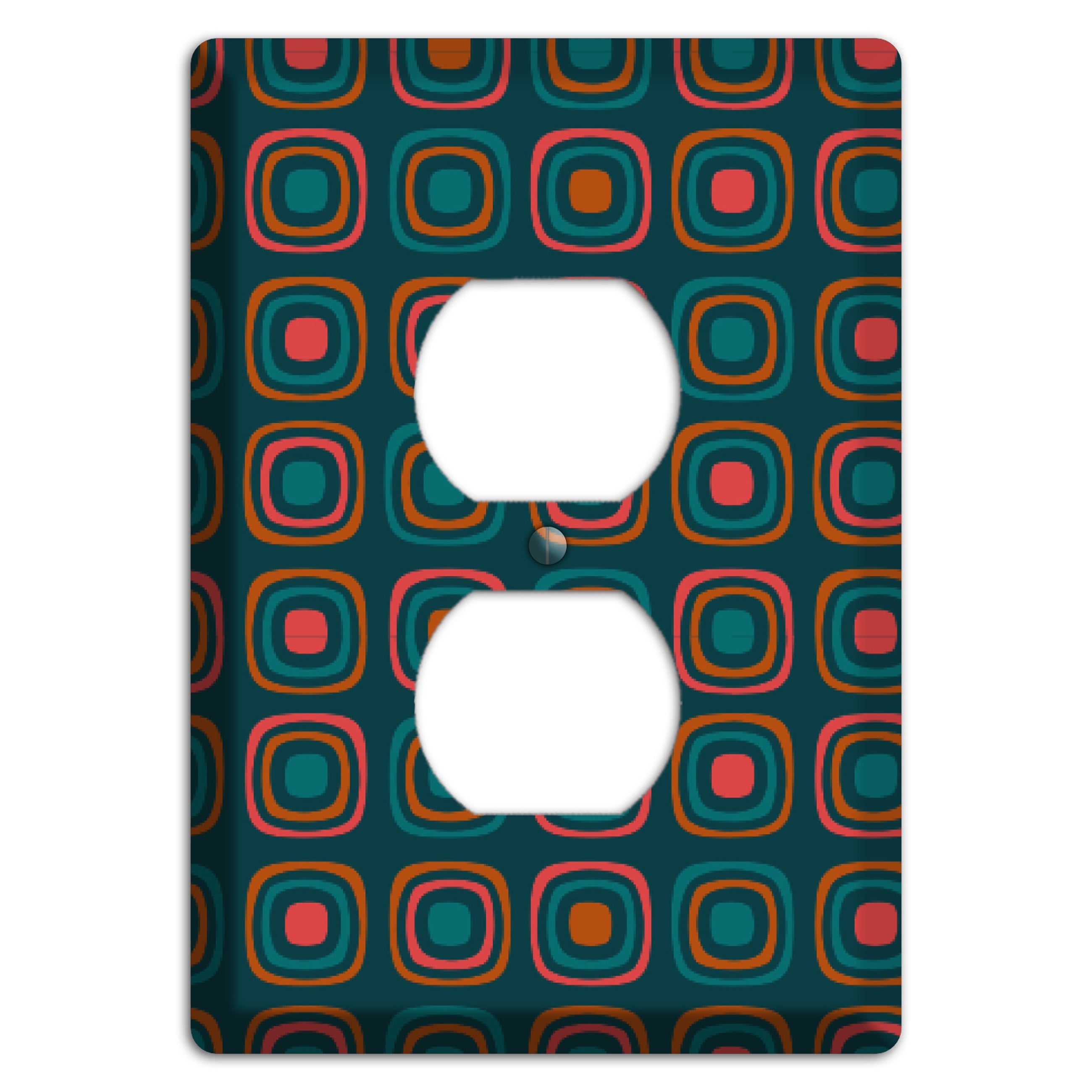 Teal and Pink Rounded Squares Duplex Outlet Wallplate