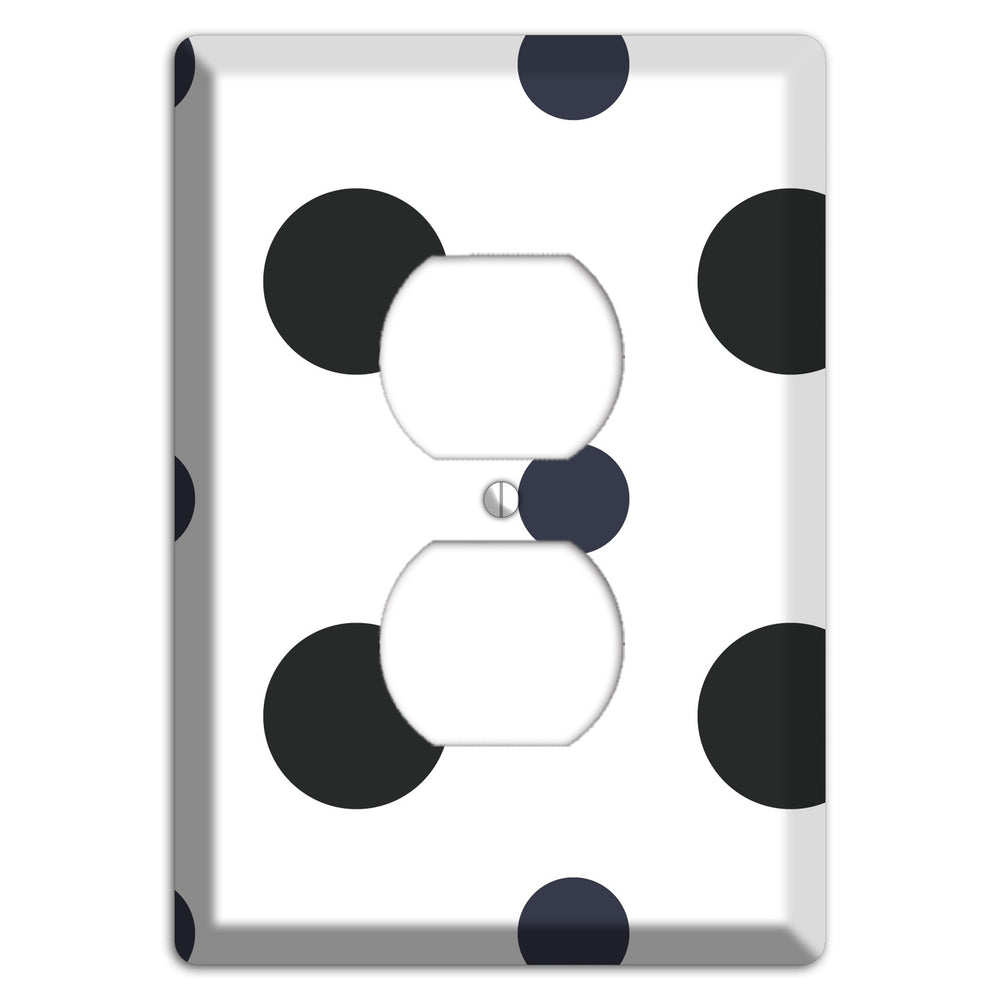 Black Multi Medium Polka Dots Duplex Outlet Wallplate