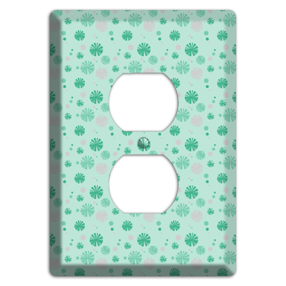 Multi Aqua and Grey Retro Burst Duplex Outlet Wallplate