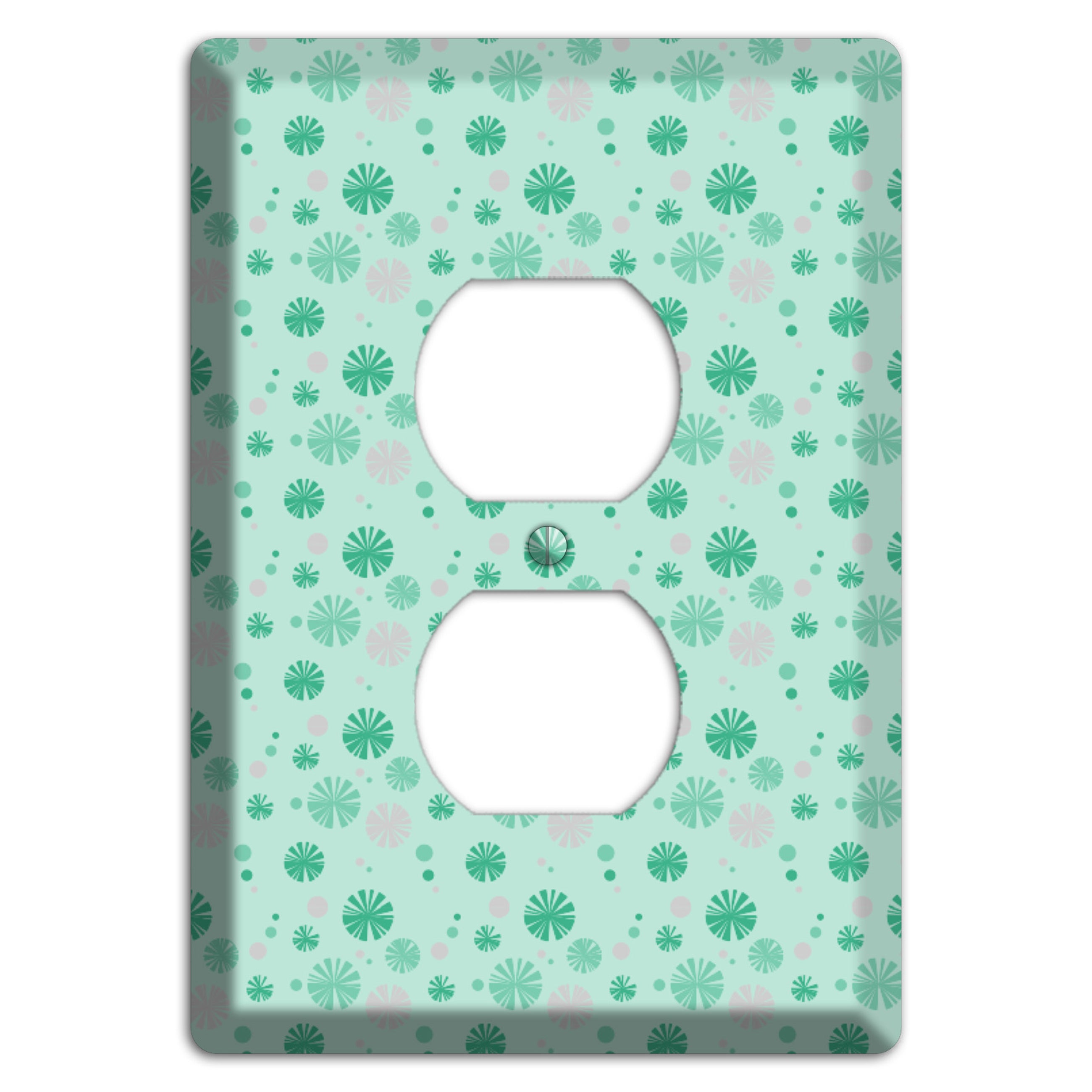 Multi Aqua and Grey Retro Burst Duplex Outlet Wallplate
