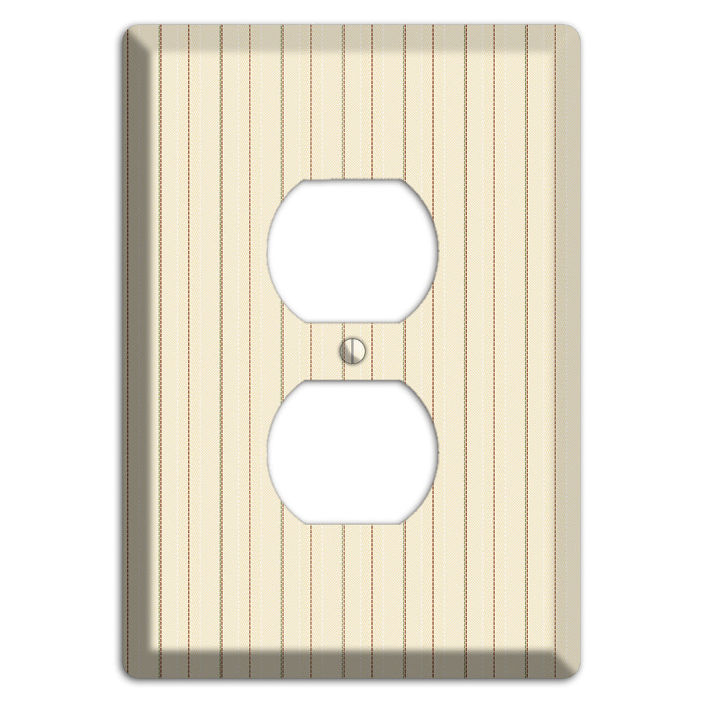 Off White Pinstripe Duplex Outlet Wallplate