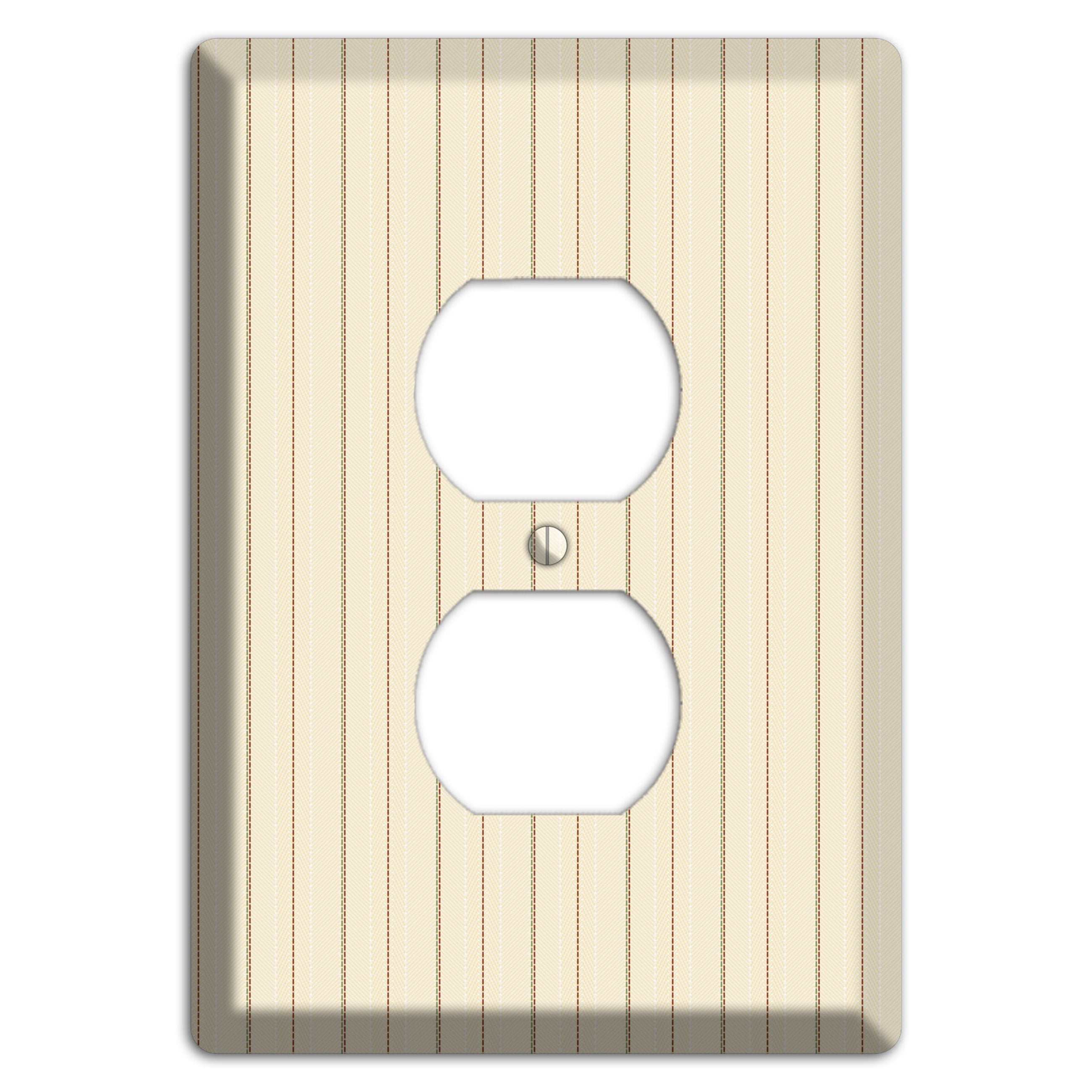 Off White Pinstripe Duplex Outlet Wallplate