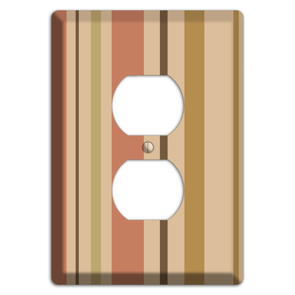 Multi Dusty Pink Vertical Stripes Duplex Outlet Wallplate