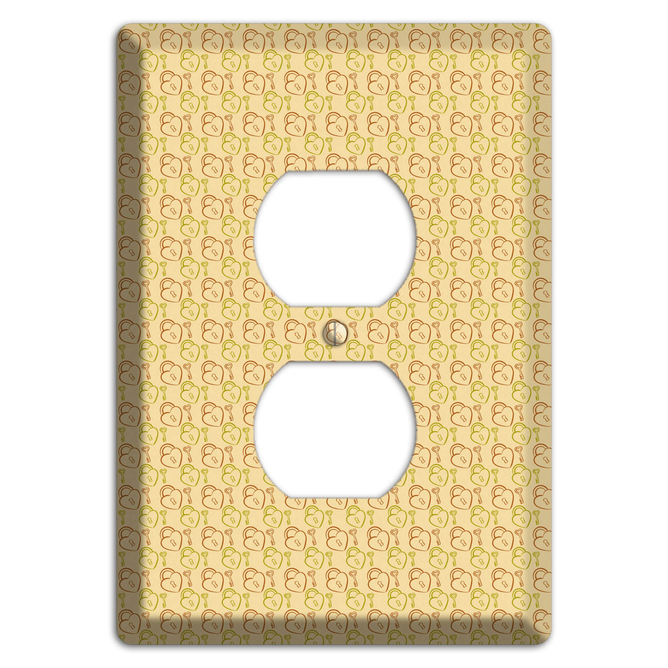 Heart Padlock with Key Duplex Outlet Wallplate