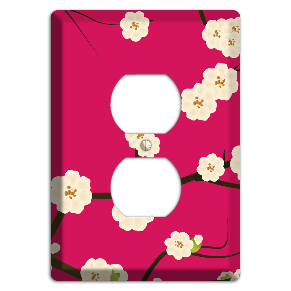 Red Cherry Bloosoms Duplex Outlet Wallplate