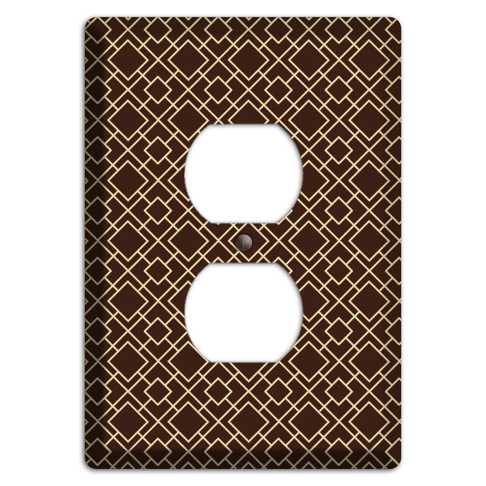 Asian Square Pattern Duplex Outlet Wallplate
